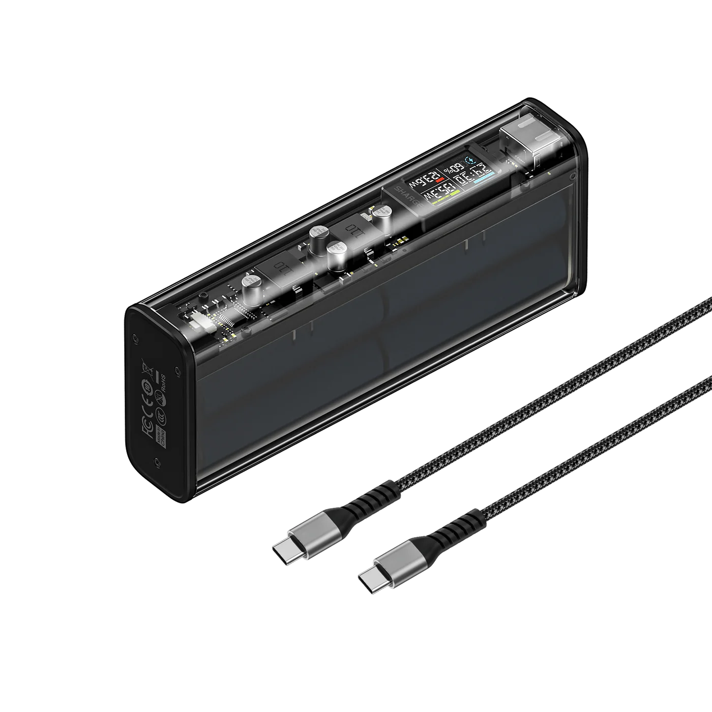 Sharge 140W - Yüksek Güçlü ve Şeffaf Tasarımlı Powerbank Siyah - 2