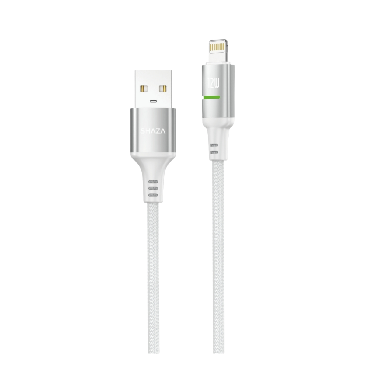 SHAZA 12W Usb-A To Lightning Örgülü Hızlı Şarj ve Data Kablosu Beyaz