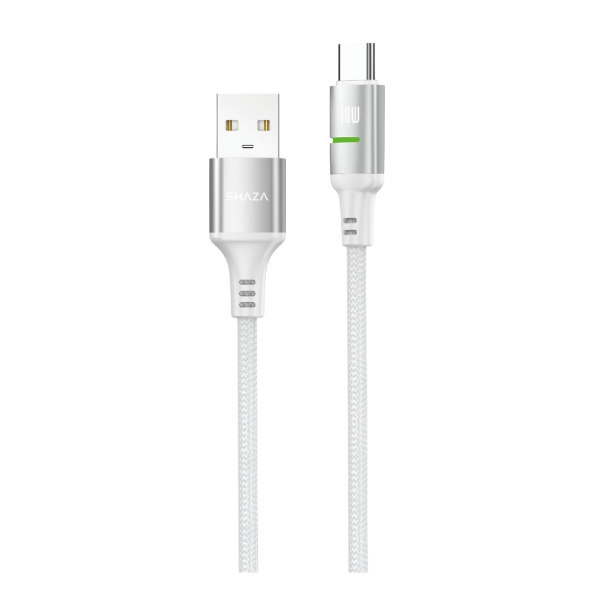 SHAZA 18W Usb-A To Type-C Örgülü Hızlı Şarj ve Data Kablosu Beyaz