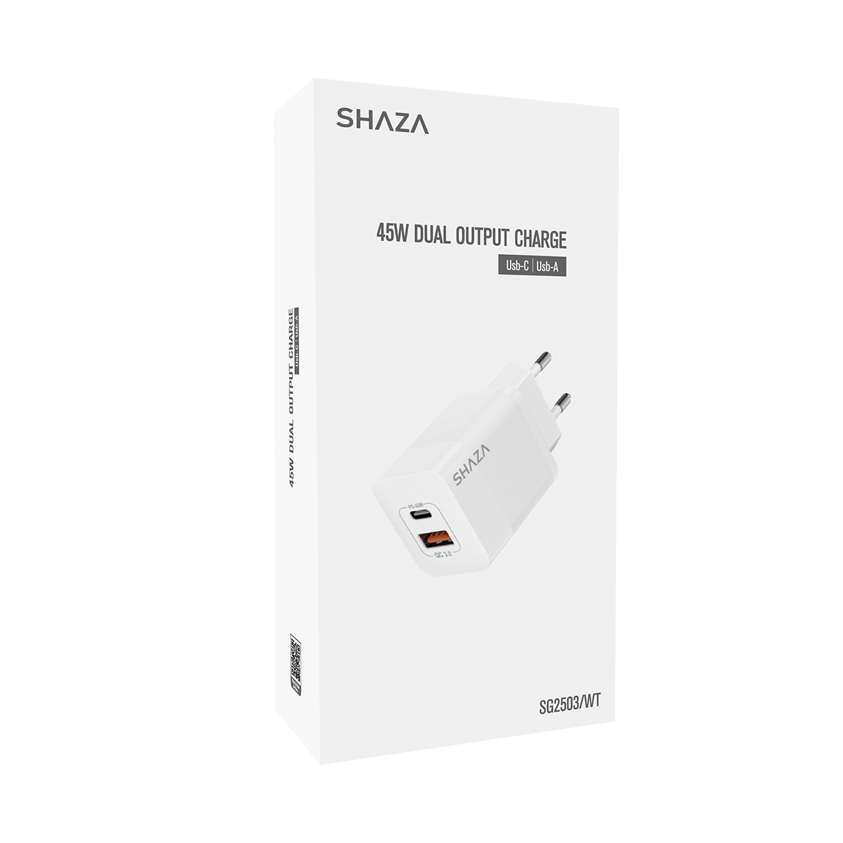 SHAZA Çift Çıkışlı Usb Type-C & QC3.0 PD 45W Şarj Adaptörü