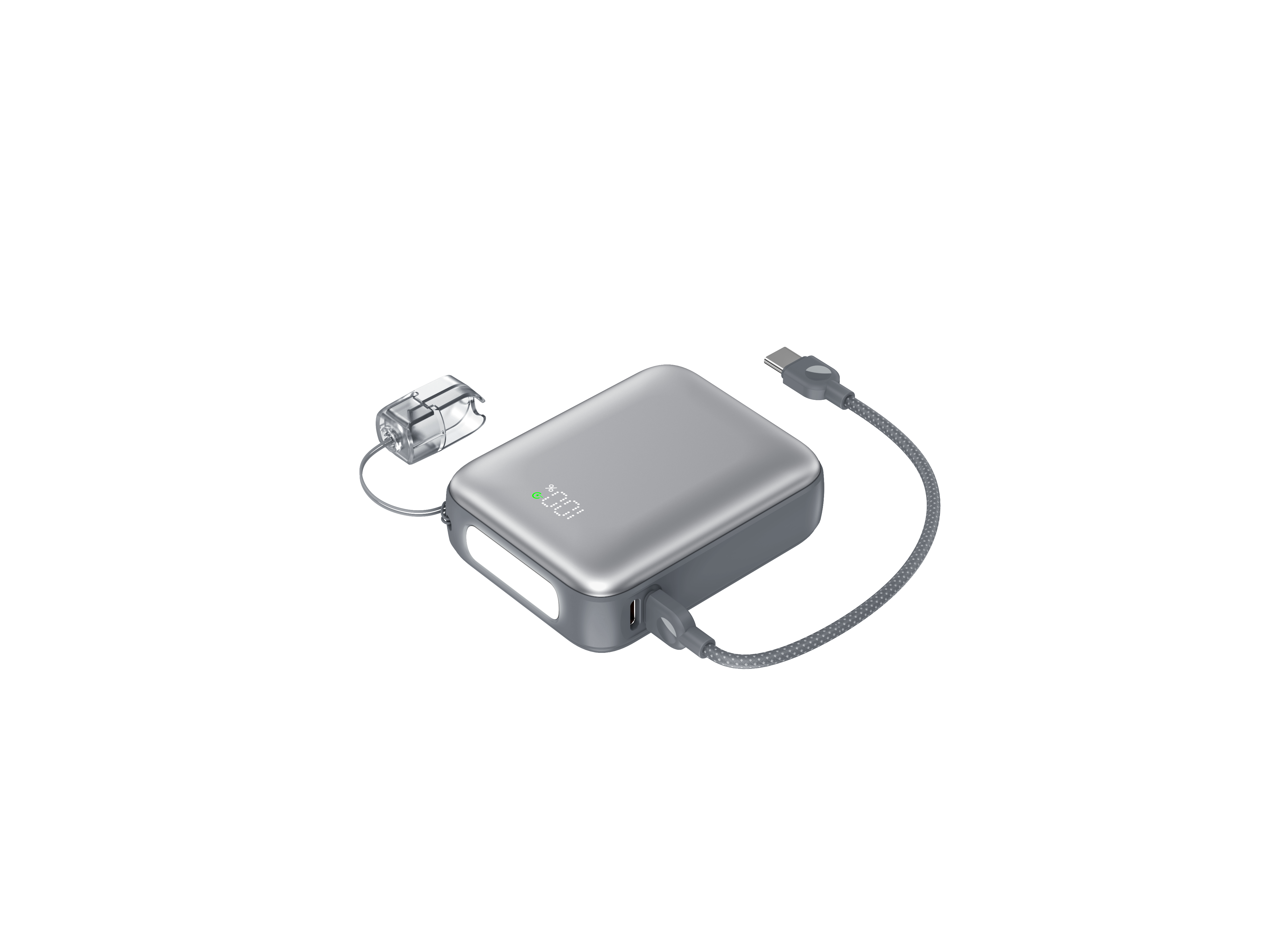 SHAZA Nexa Serisi 10.000 Mah Kendinden Kablolu Powerbank - Gri