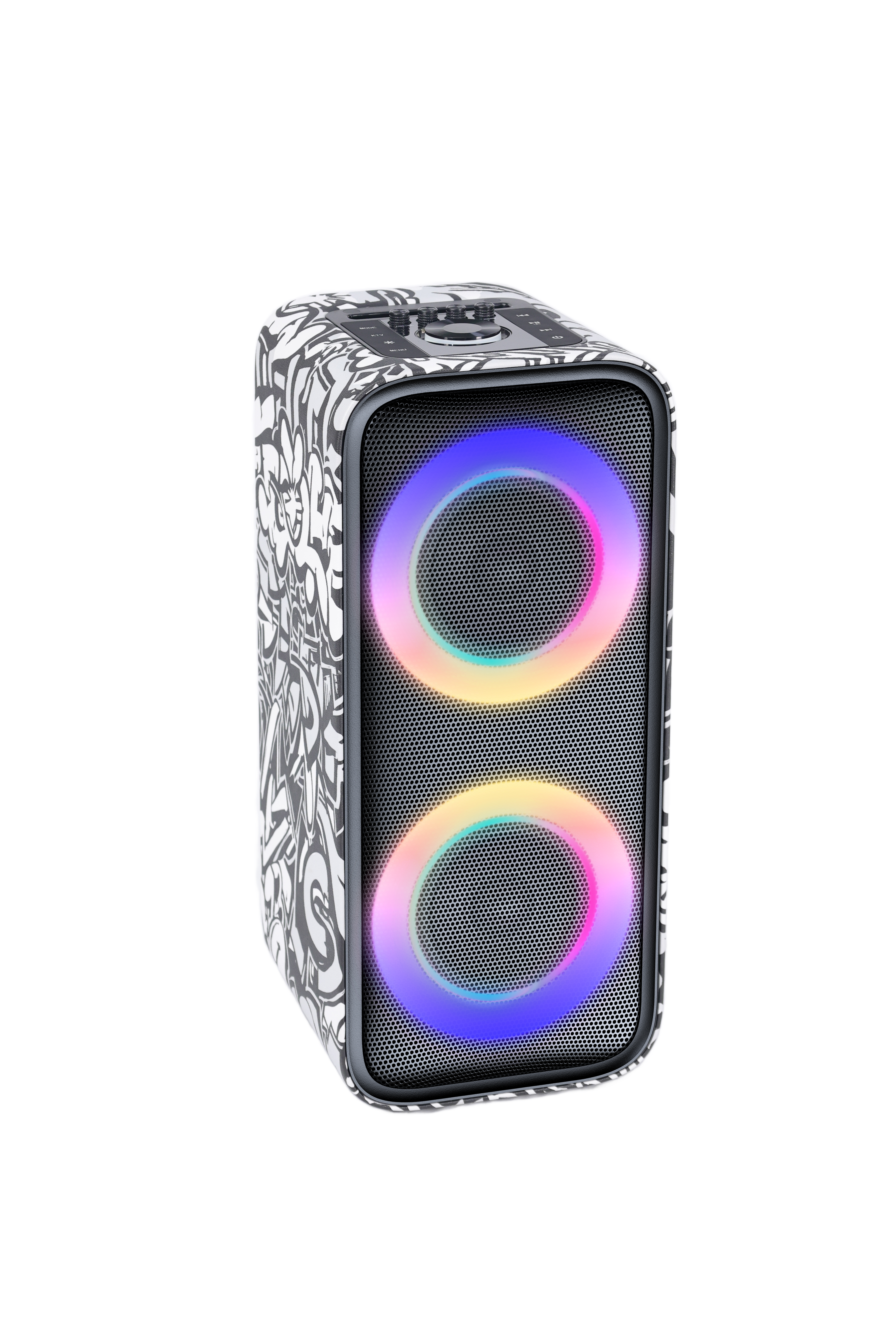SHAZA Synthetic Leather Akustik Girişli 80W, 60 cm Büyük Boy RGB Hoparlör/Desenli - 2