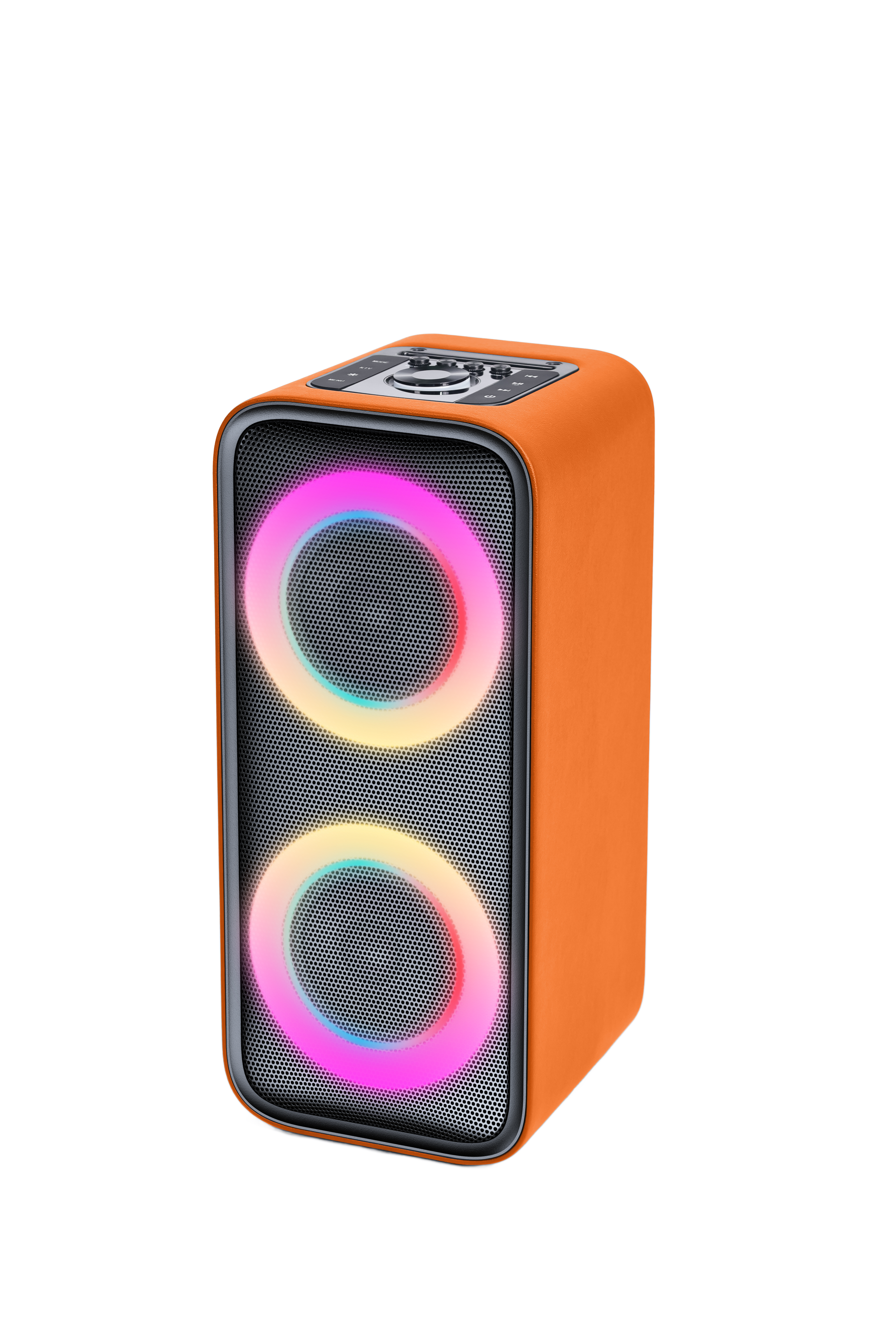 SHAZA Synthetic Leather Akustik Girişli 80W, 60 cm Büyük Boy RGB Hoparlör/Turuncu