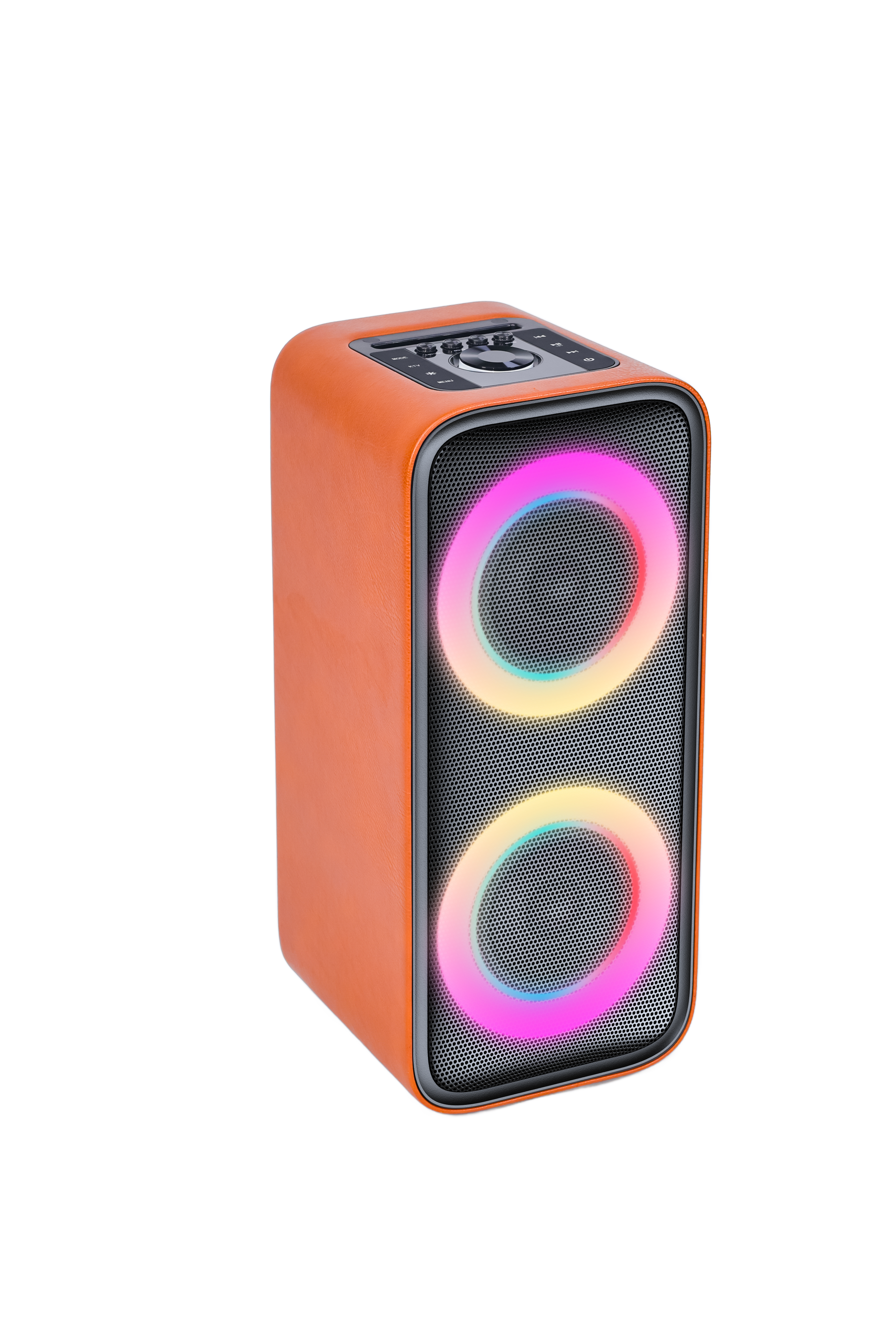 SHAZA Synthetic Leather Akustik Girişli 80W, 60 cm Büyük Boy RGB Hoparlör/Turuncu - 2