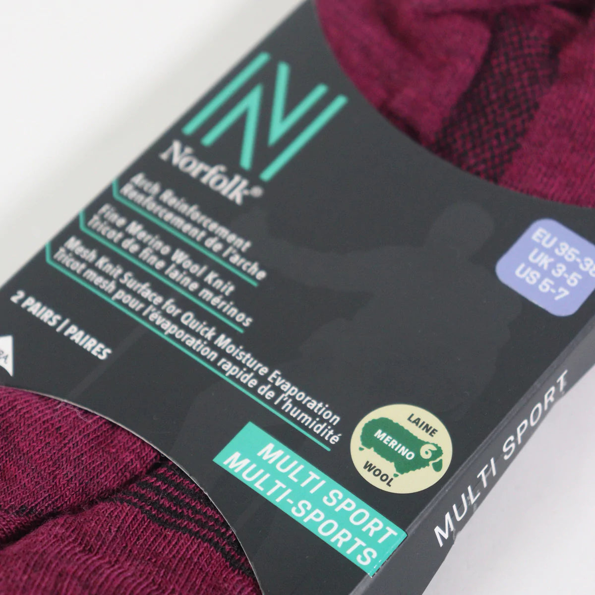 SHELDON LC Düşük Kesim Merino Yünü Outdoor Yürüyüş Çorapları 2'li Paket Magenta - 3