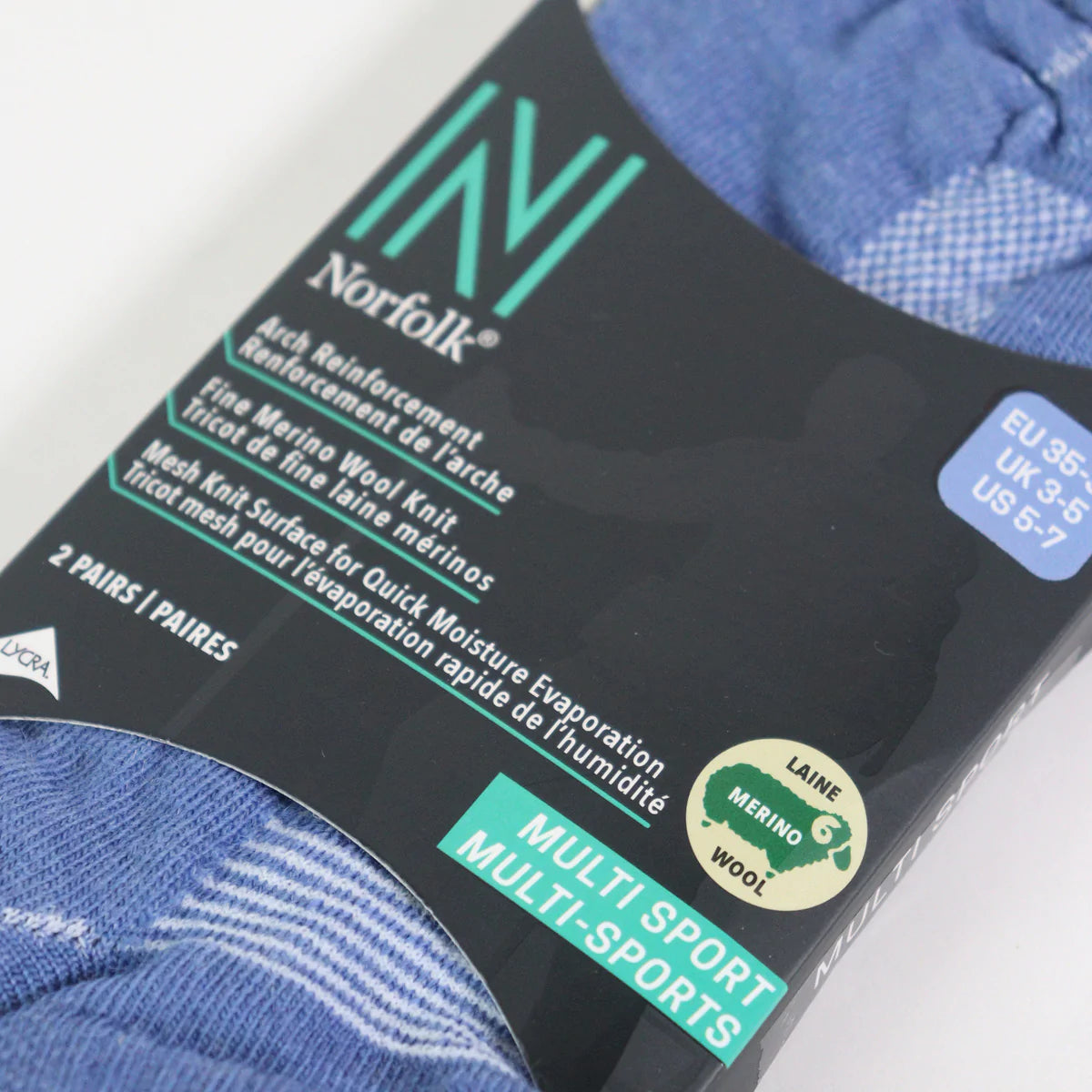 SHELDON LC Düşük Kesim Merino Yünü Outdoor Yürüyüş Çorapları 2'li Paket Mavi - 3