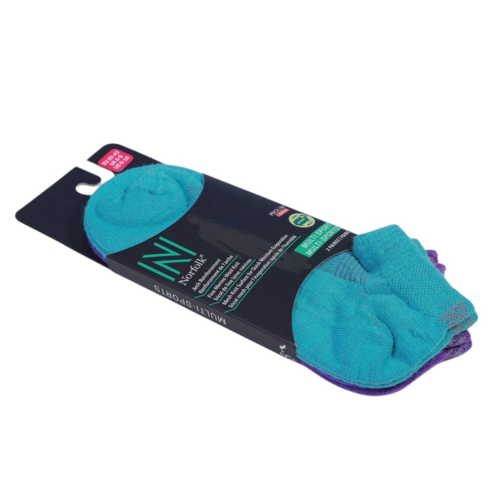 SHELDON LC Düşük Kesim Merino Yünü Outdoor Yürüyüş Çorapları 2'li Paket Mor/Mavi - 3