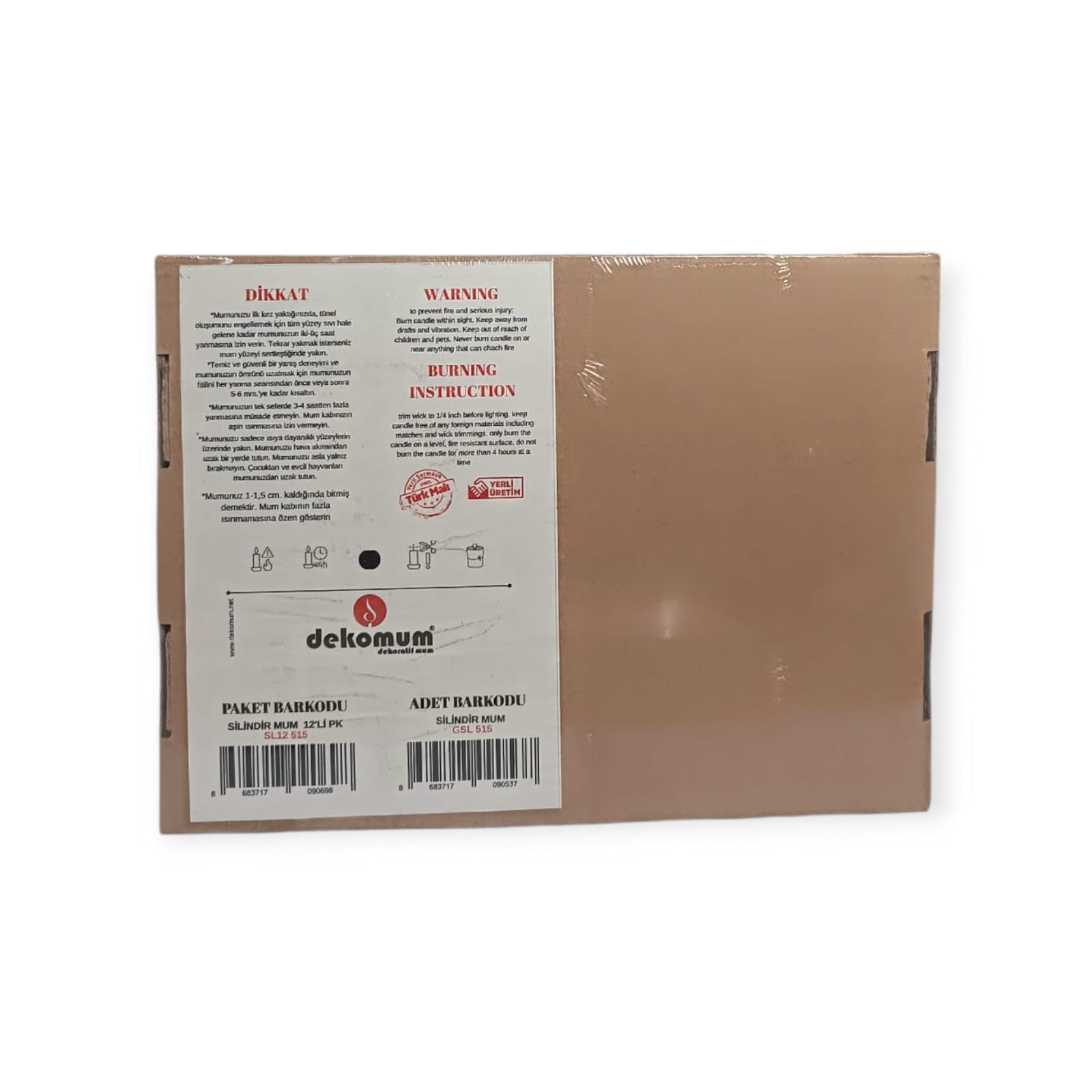 silindir mum kokusuz 5×15 cm 12’li pk. (1.grup) - 3
