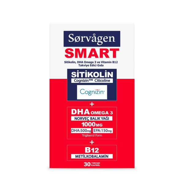 Sorvagen Smart Sitikolin DHA Omega 3 ve B12  30 Kapsül - 3
