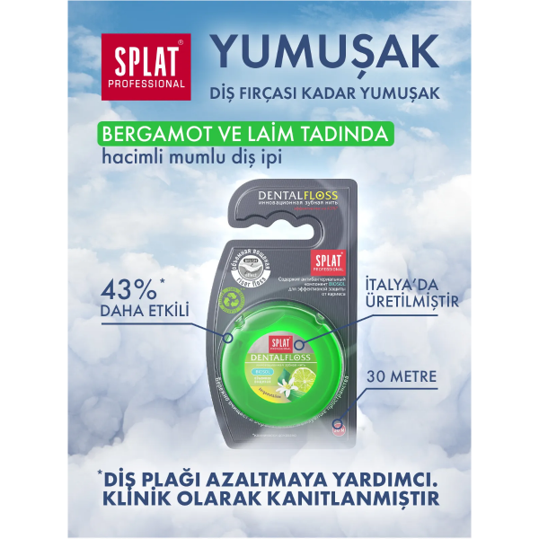 Splat Professional Bergamot ve Limon Aromalı Hacimli Diş İpi 30 mt - 2