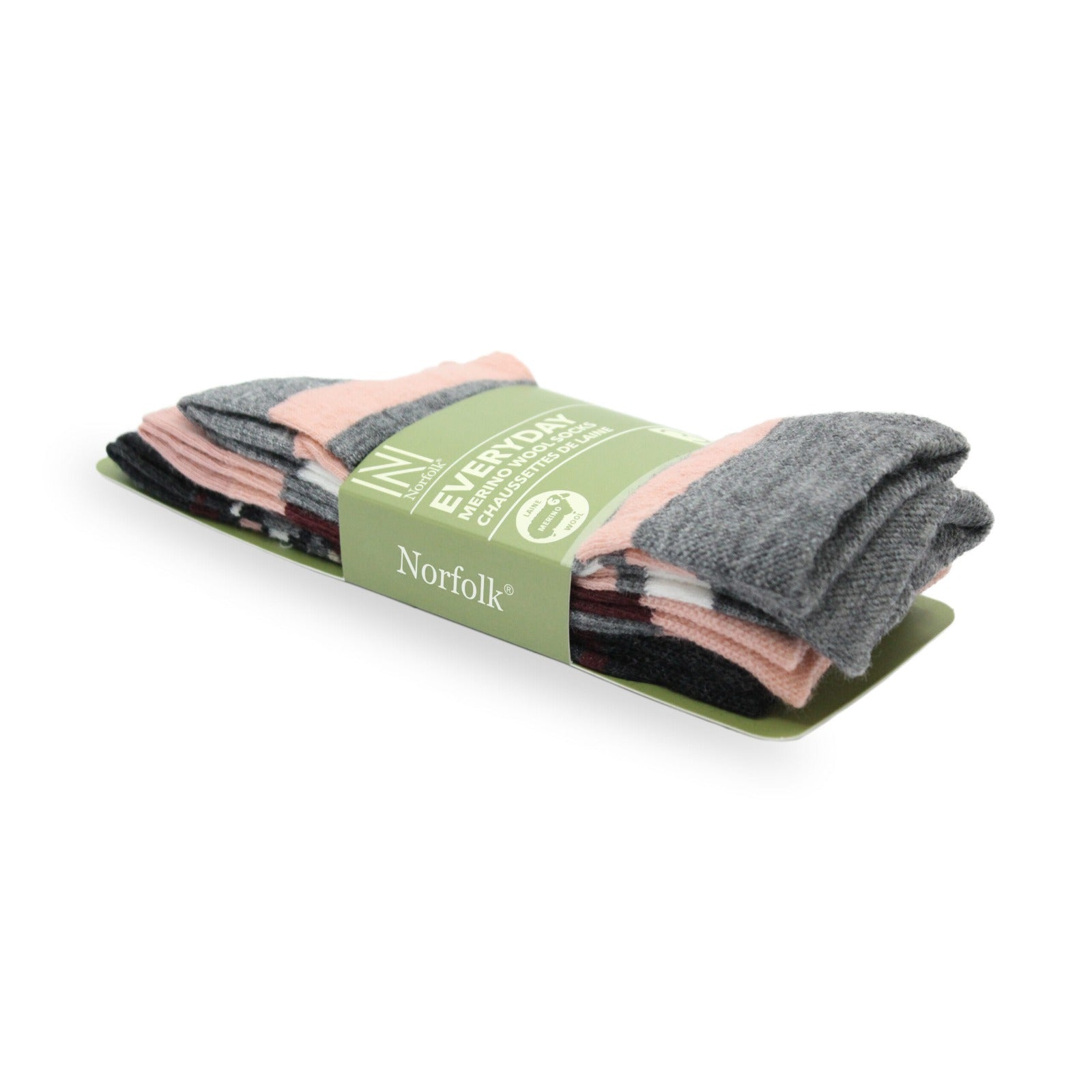 STOCKHOLM Merinos Yünü İnce Örgü Premium Gündelik Günlük Çorap 3'lü Paket Çizgili - 4