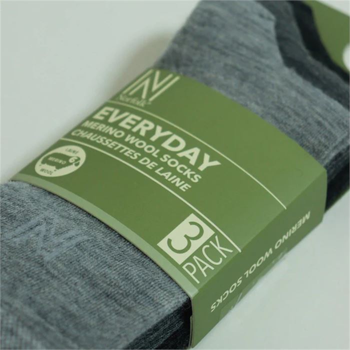 STOCKHOLM Merinos Yünü İnce Örgü Premium Gündelik Günlük Çorap 3'lü Paket Gri Tonları - 4