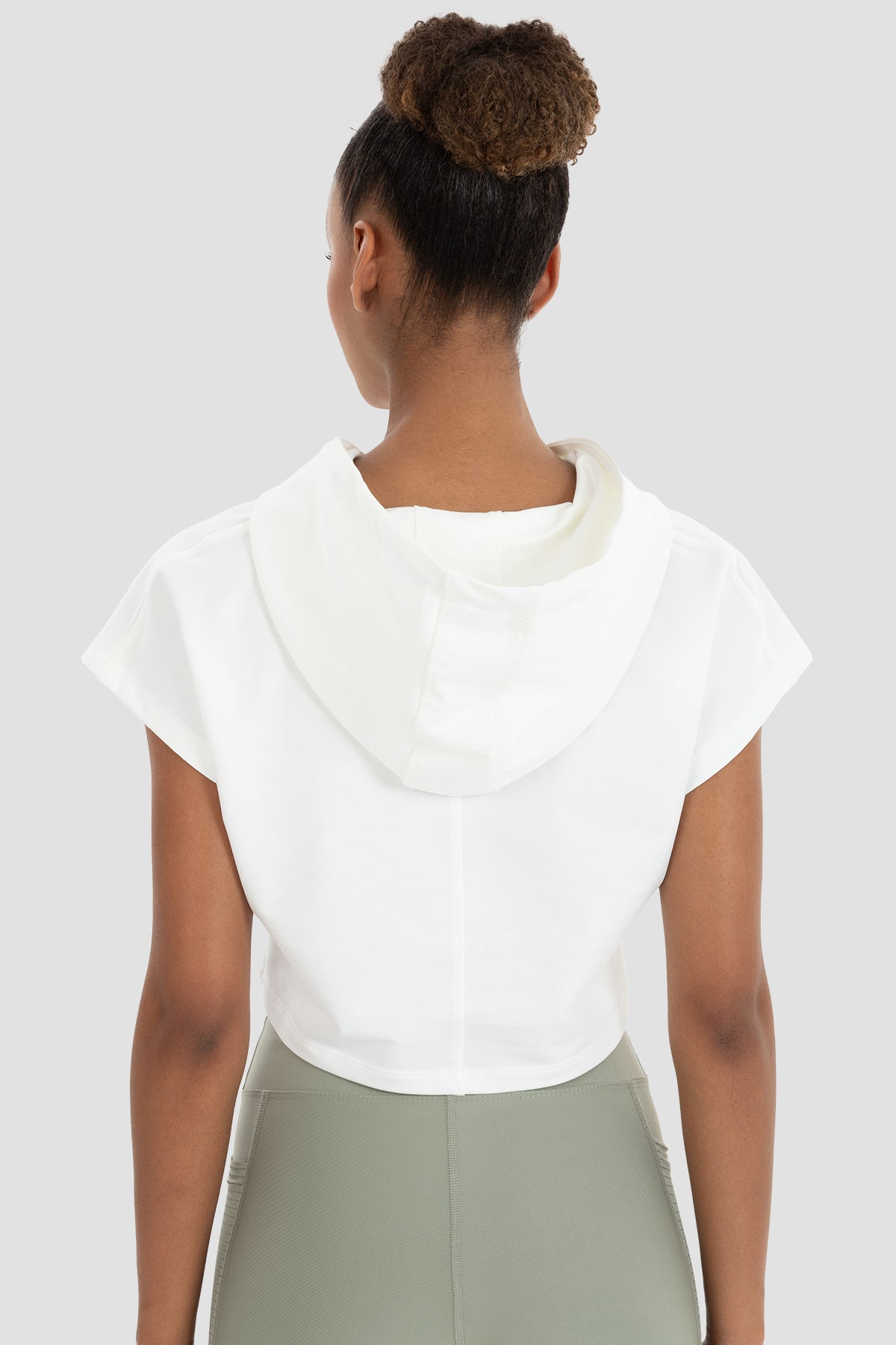Alice Kapüşonlu Kısa Kollu Krem Crop Sweatshirt - 5