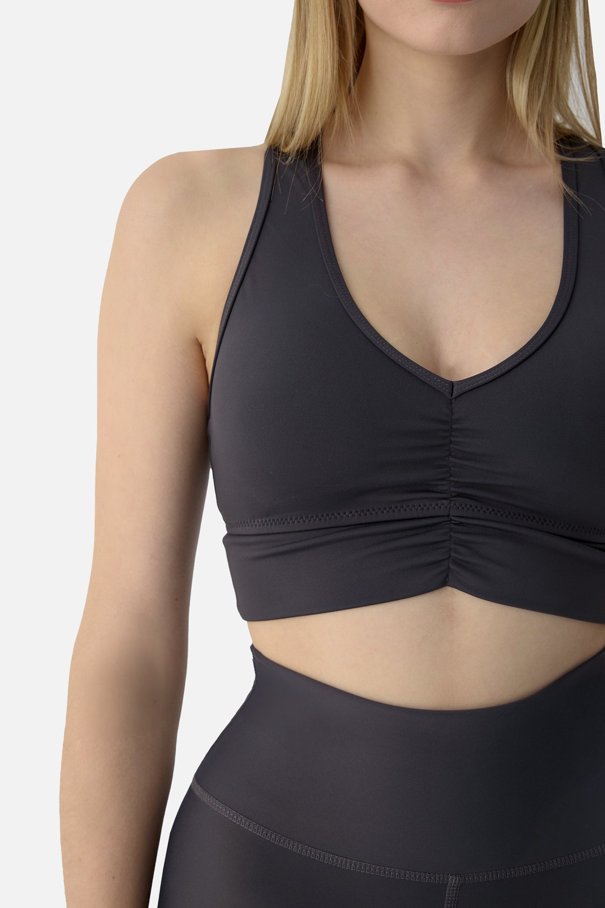 Amara Büzgü Detaylı Füme Spor Bra - 5