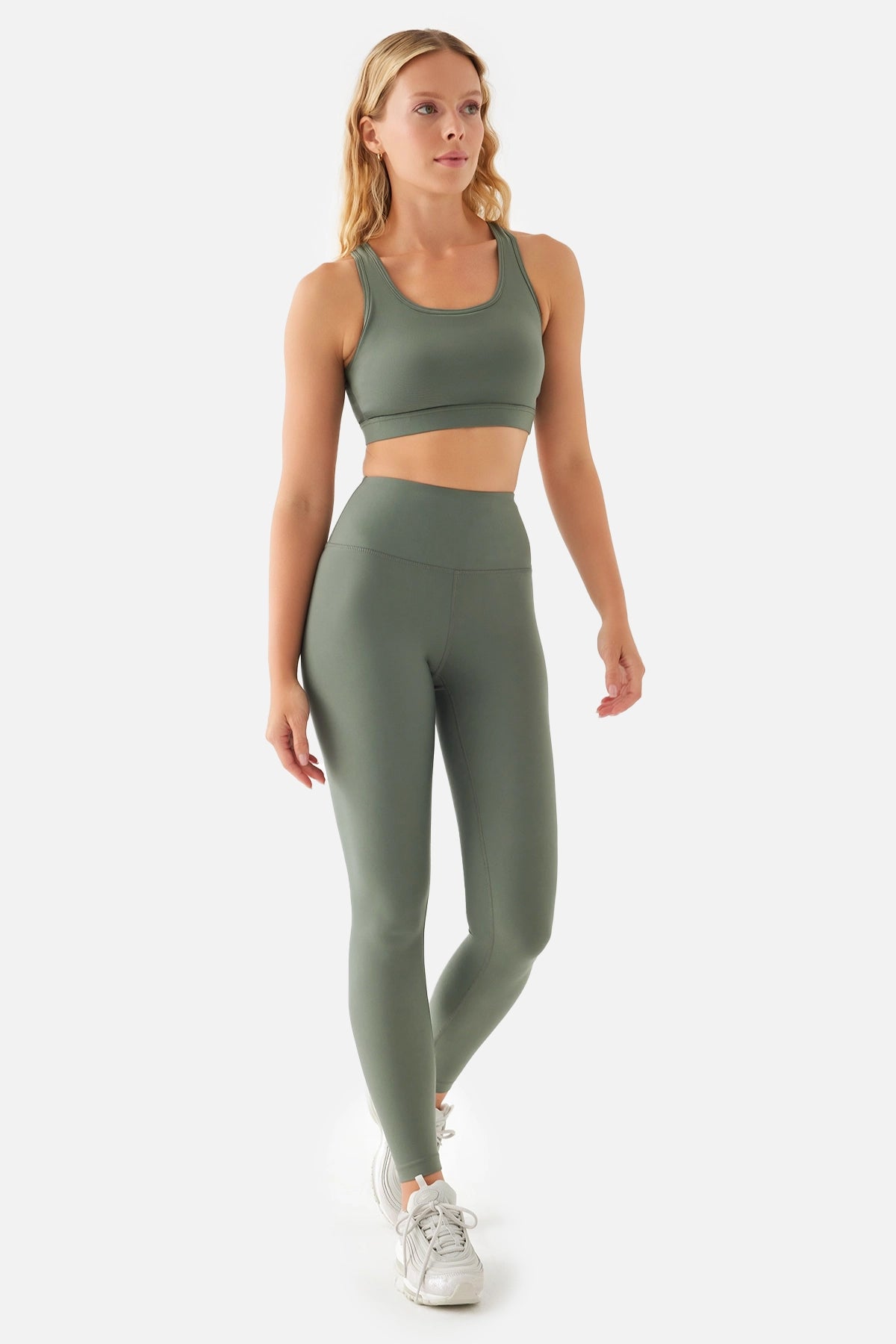Anna Comfylux Yüksek Bel Haki Spor Tayt - 3