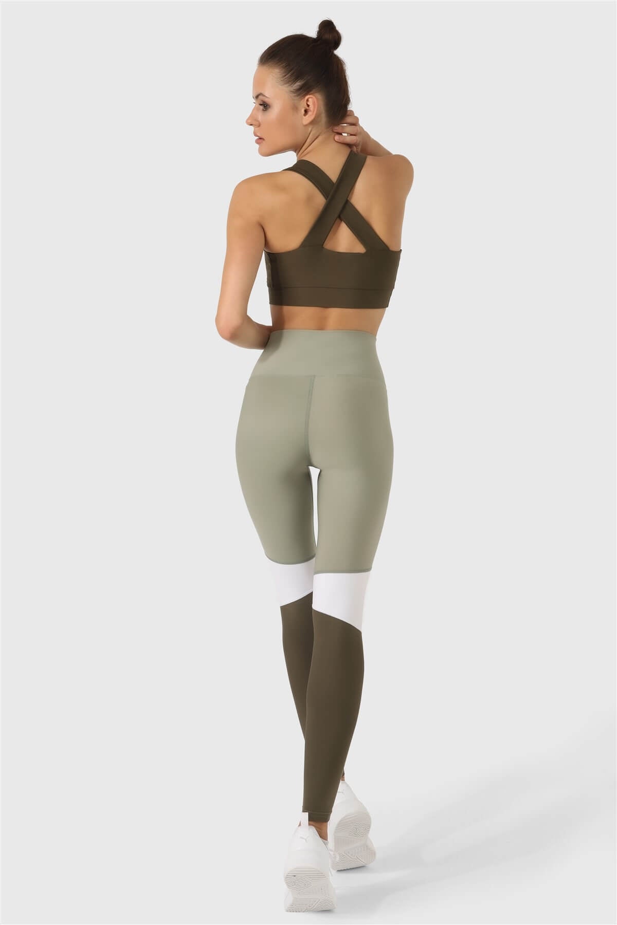 Cross Strap Haki Spor Büstiyer - 3