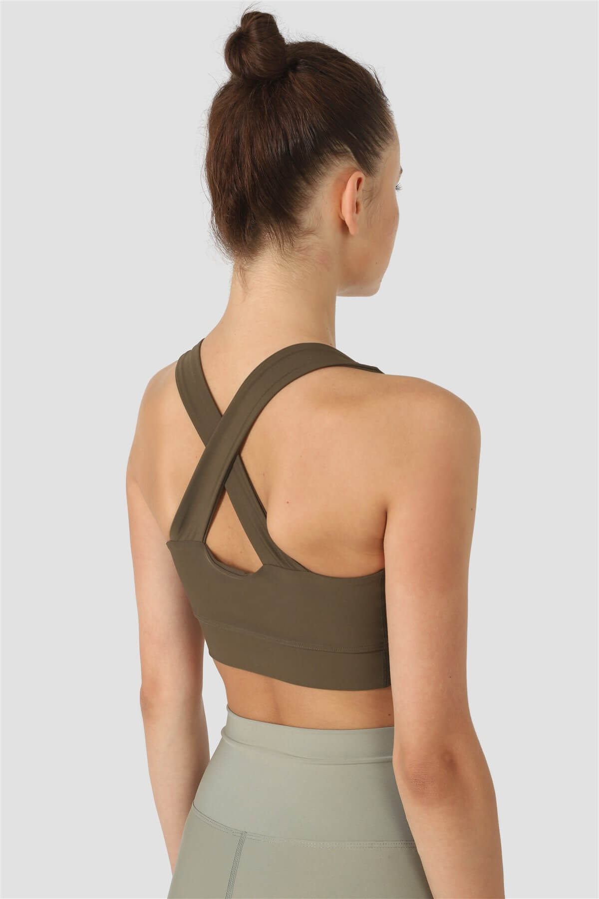Cross Strap Haki Spor Büstiyer - 4