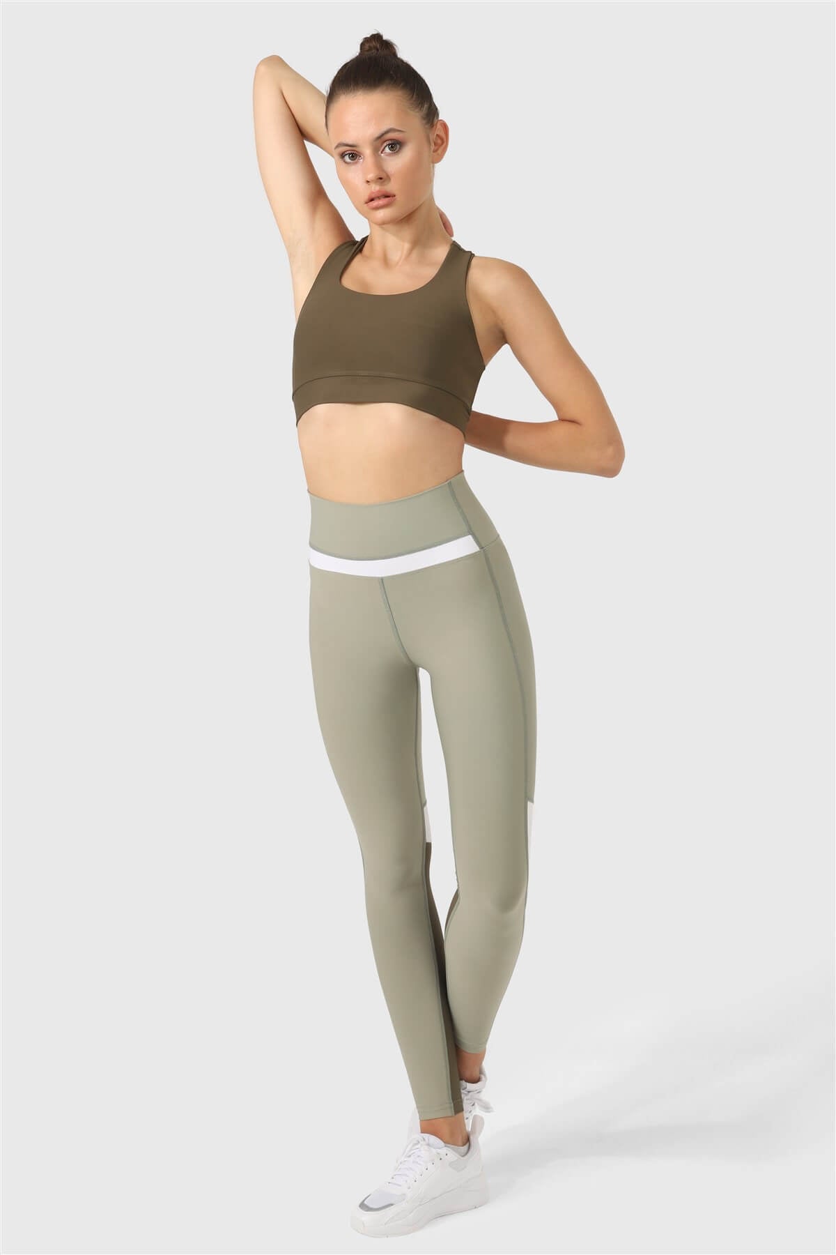 Cross Strap Haki Spor Büstiyer - 5
