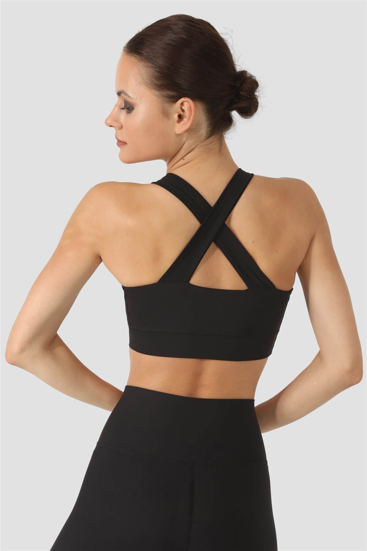 Cross Strap Siyah Spor Büstiyer - 3