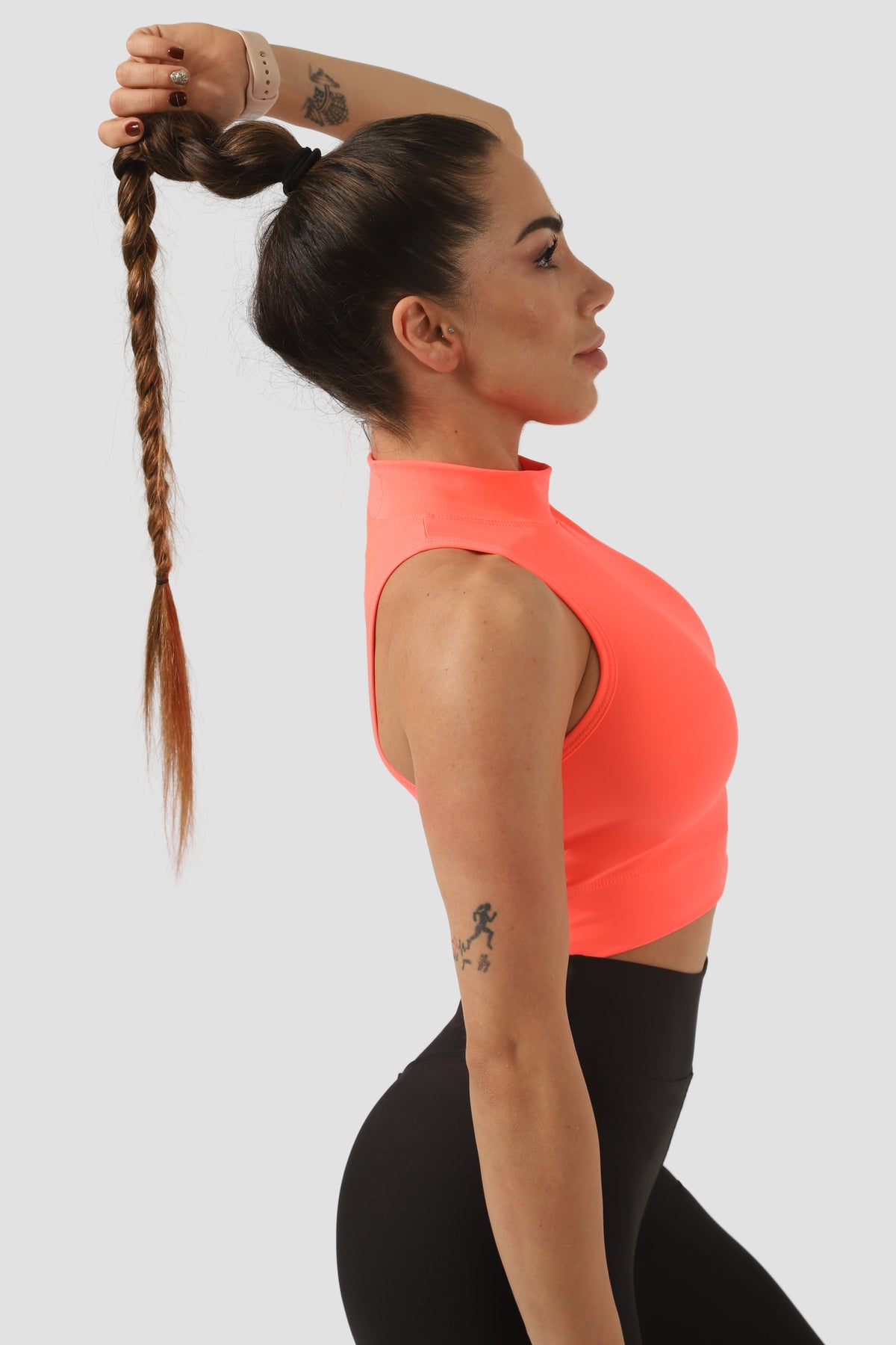 Dik Yaka Neon Pembe Spor Bra - 3