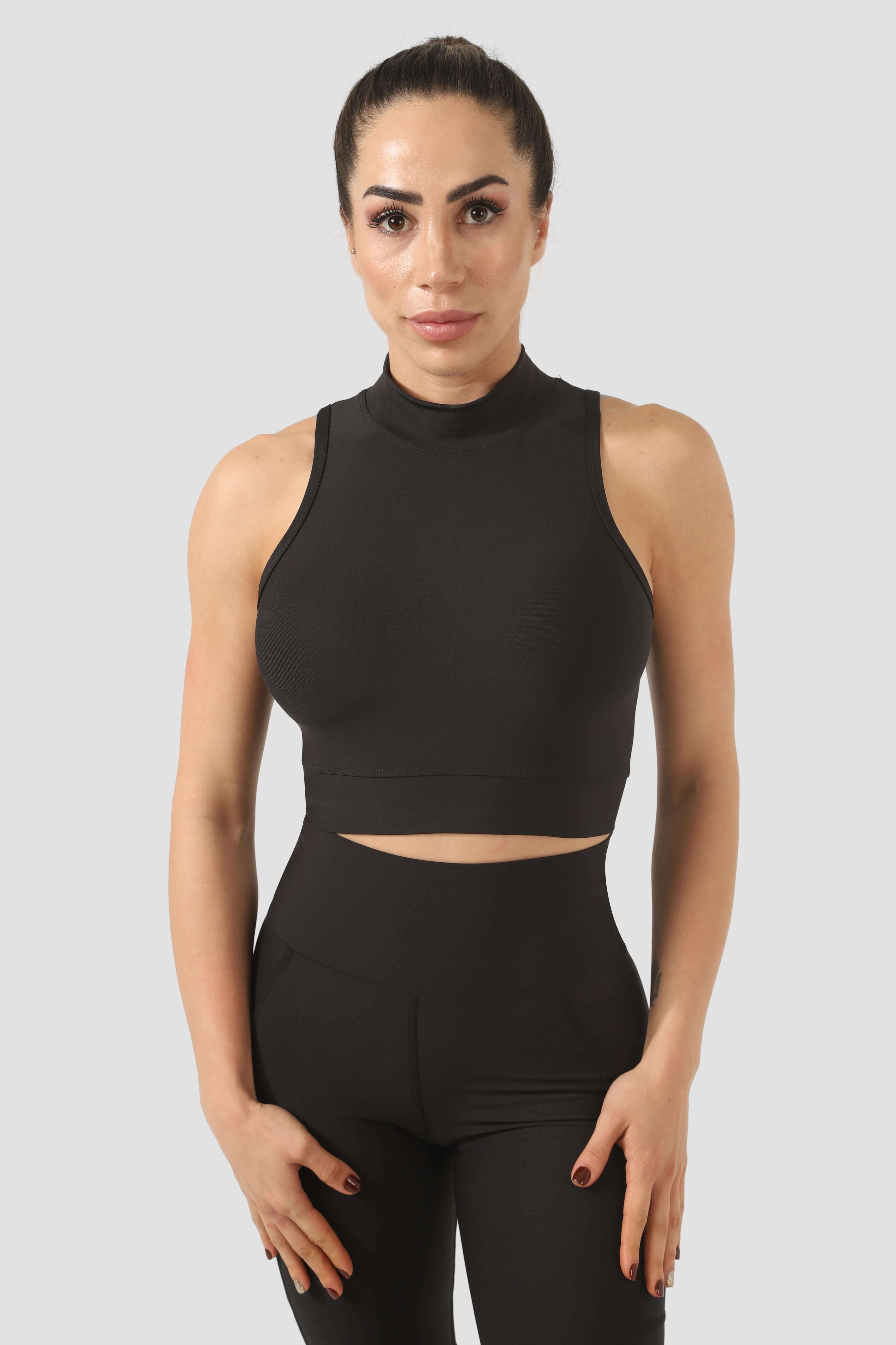 Dik Yaka Siyah Spor Bra - 3