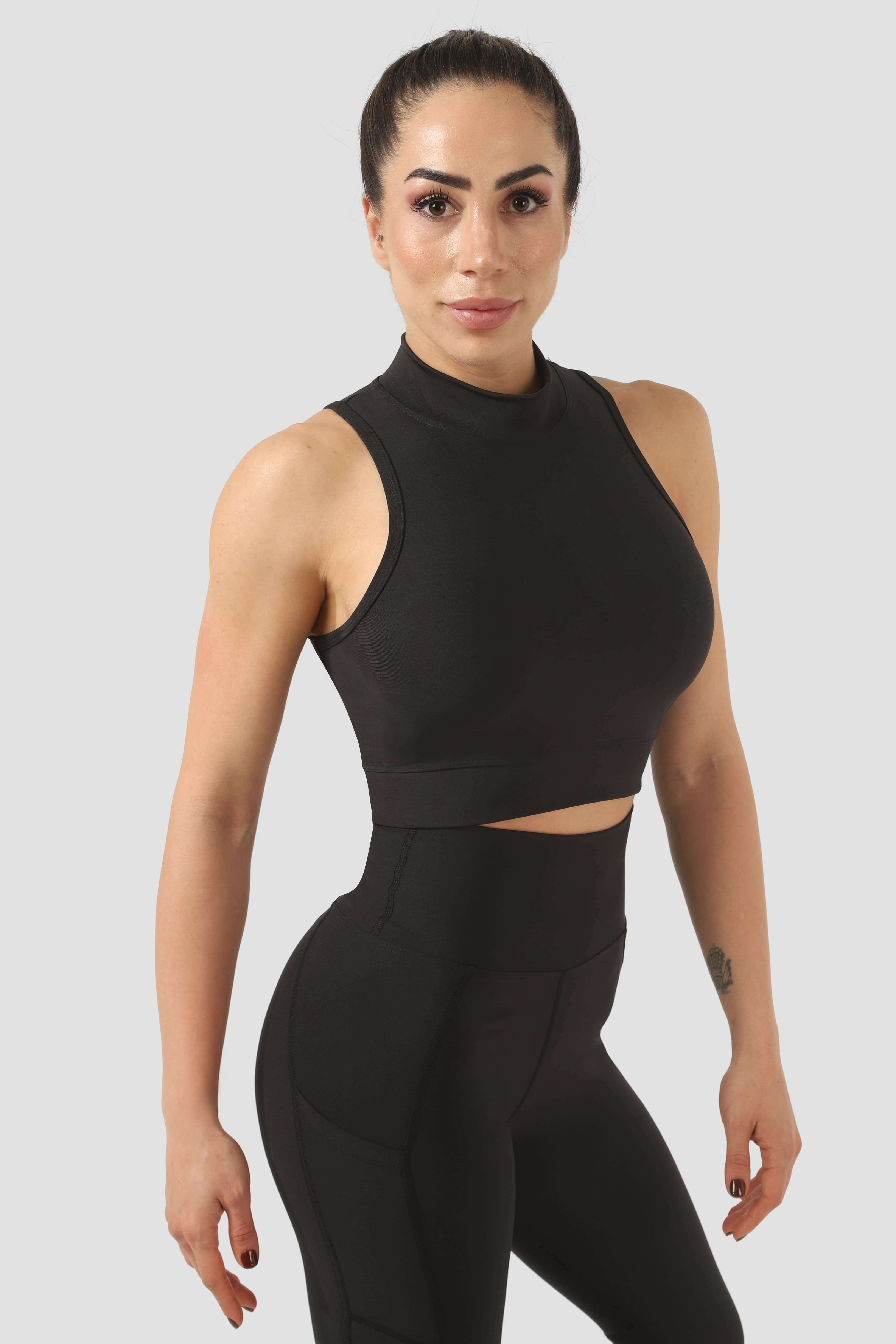 Dik Yaka Siyah Spor Bra - 4