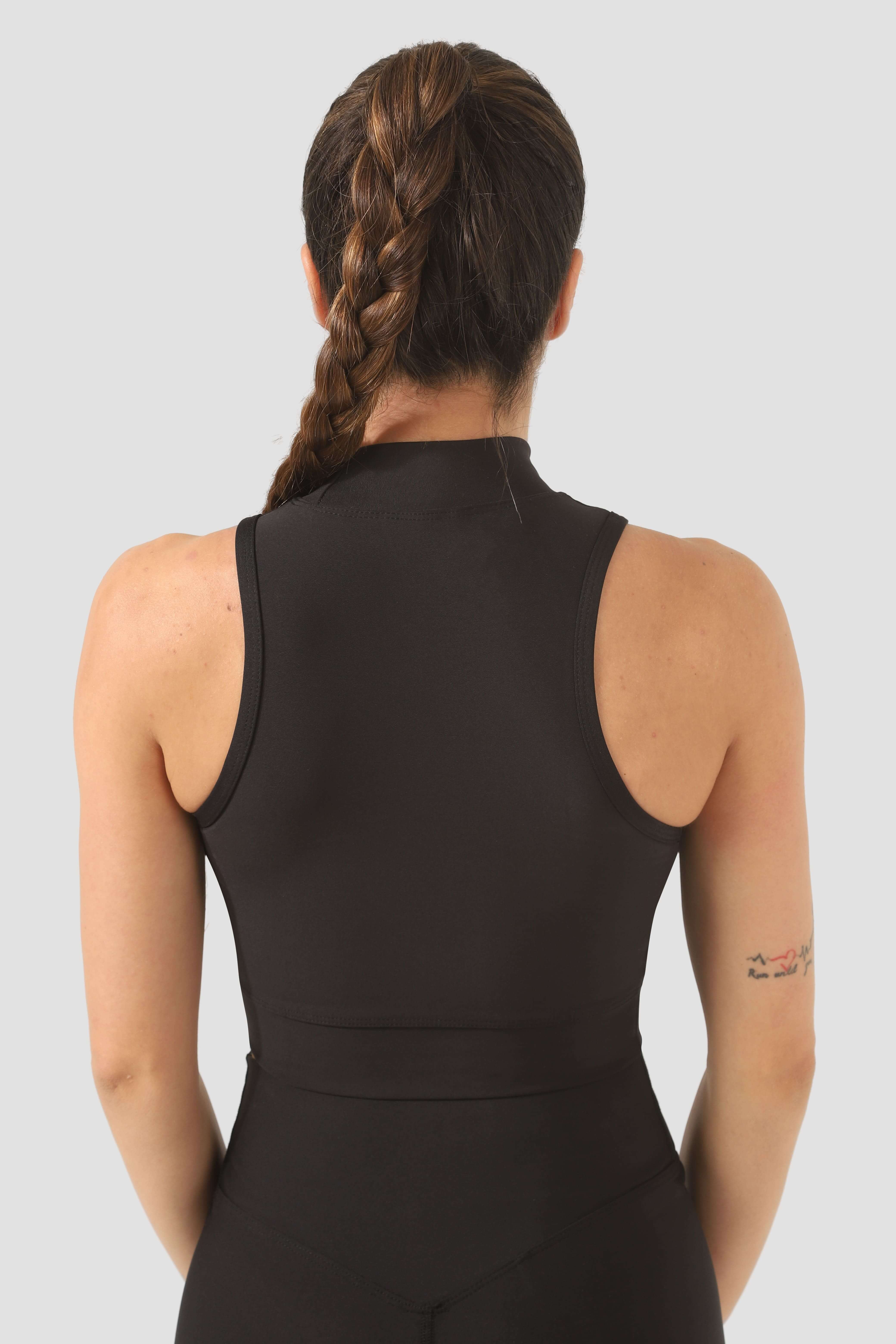 Dik Yaka Siyah Spor Bra - 5