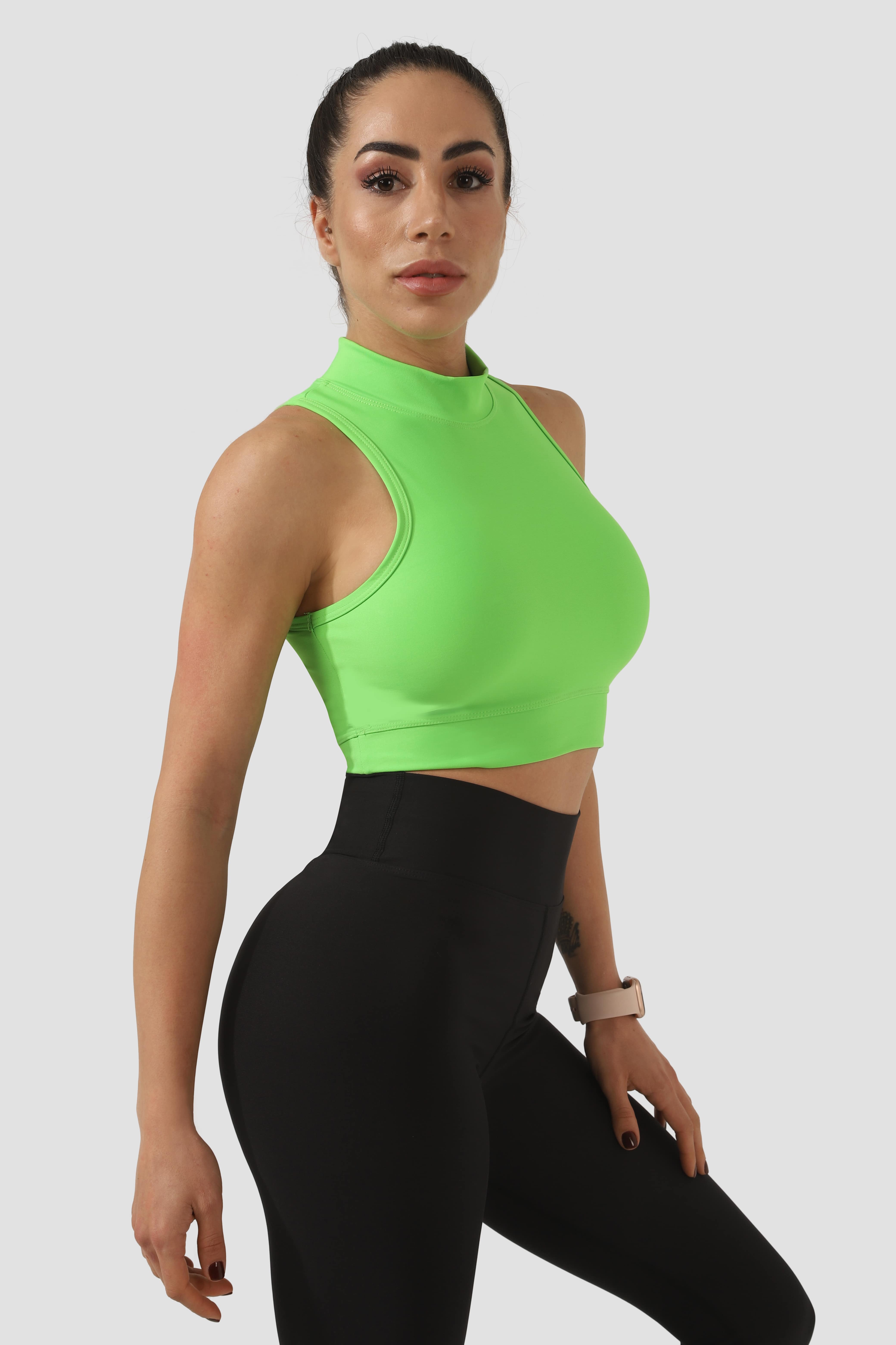 Dik Yaka Yeşil Spor Bra - 3