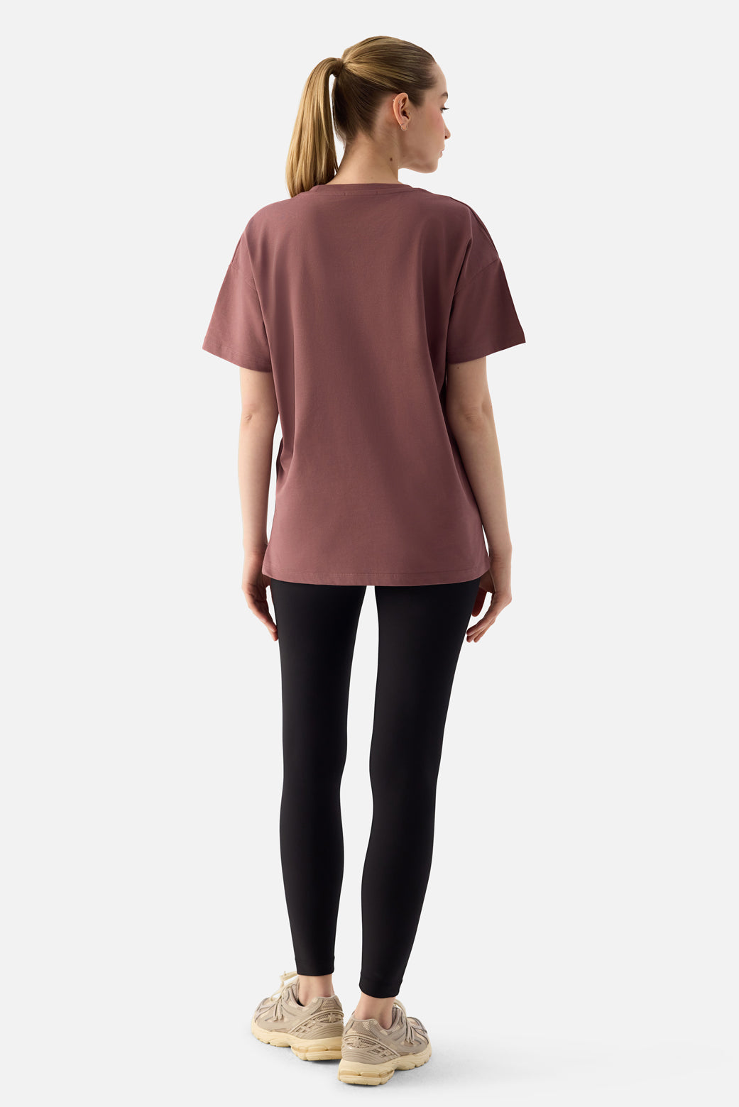 Elora Rahat Kalıp Oversize Koyu Gül Tişört - 4