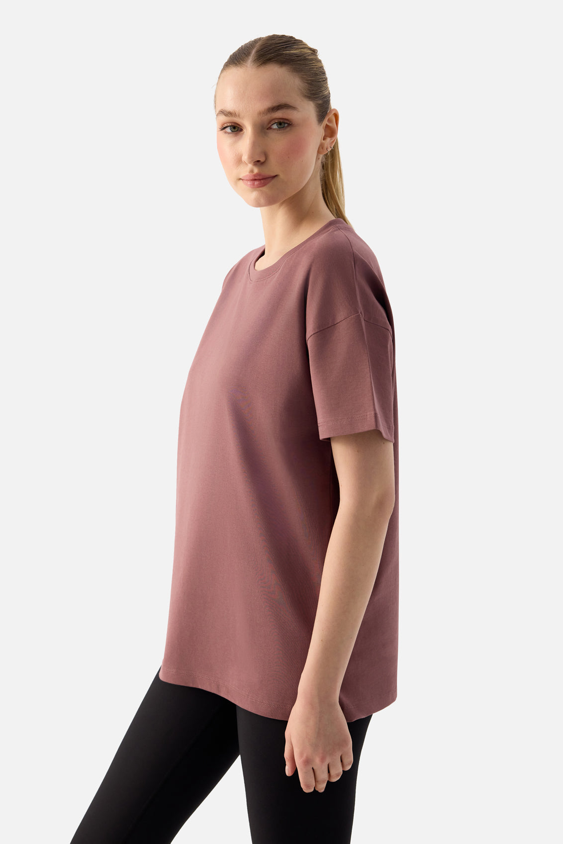 Elora Rahat Kalıp Oversize Koyu Gül Tişört - 5