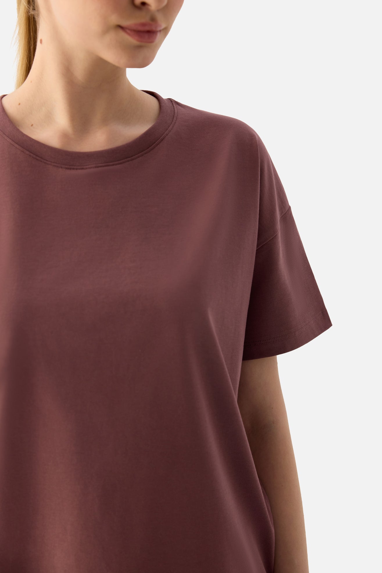 Elora Rahat Kalıp Oversize Koyu Gül Tişört - 6