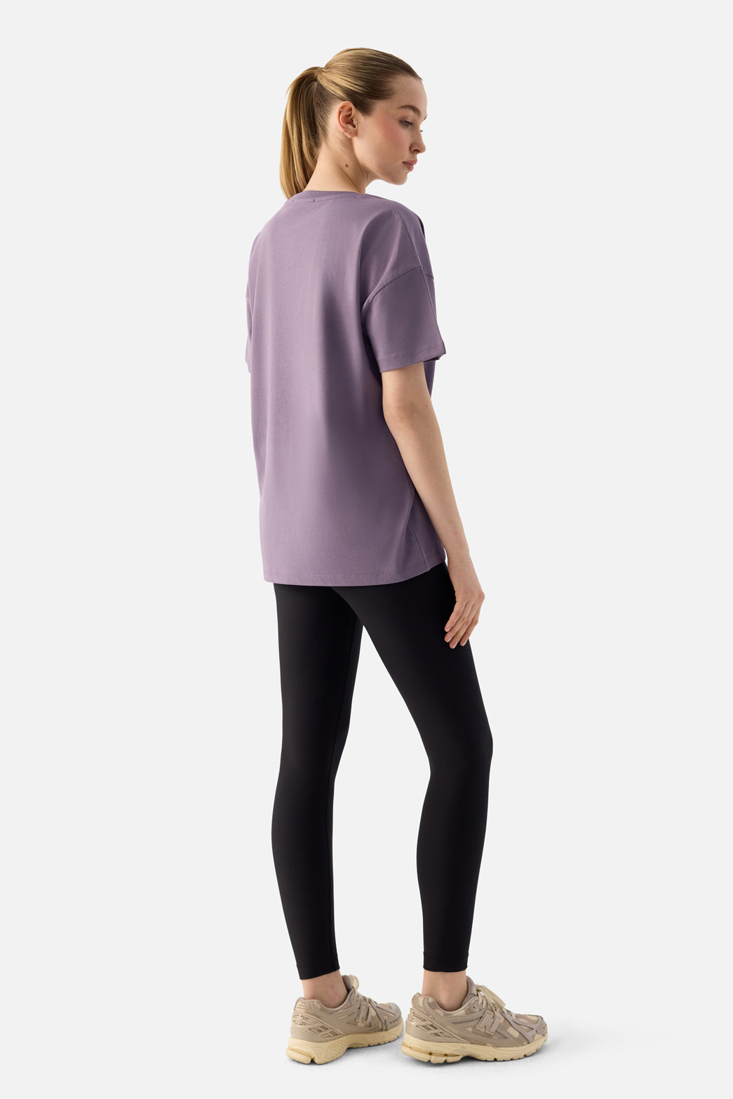 Elora Rahat Kalıp Oversize Koyu Lila Tişört - 3