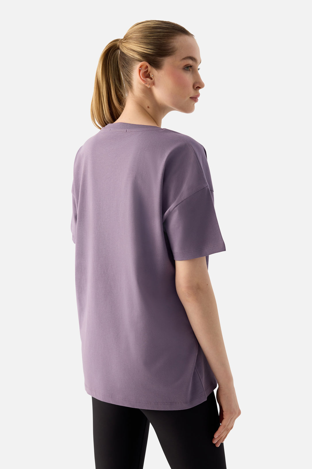 Elora Rahat Kalıp Oversize Koyu Lila Tişört - 5