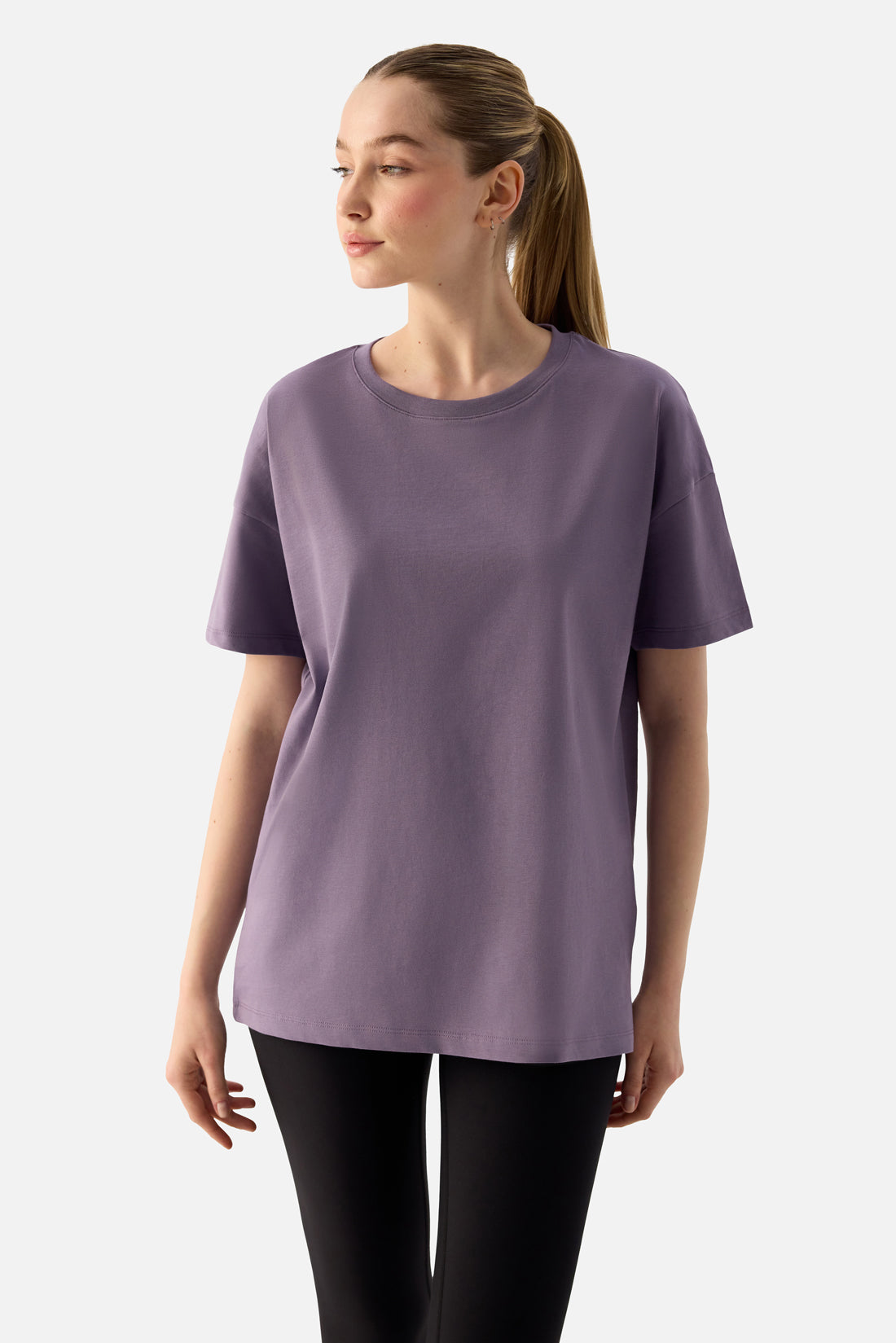 Elora Rahat Kalıp Oversize Koyu Lila Tişört - 6