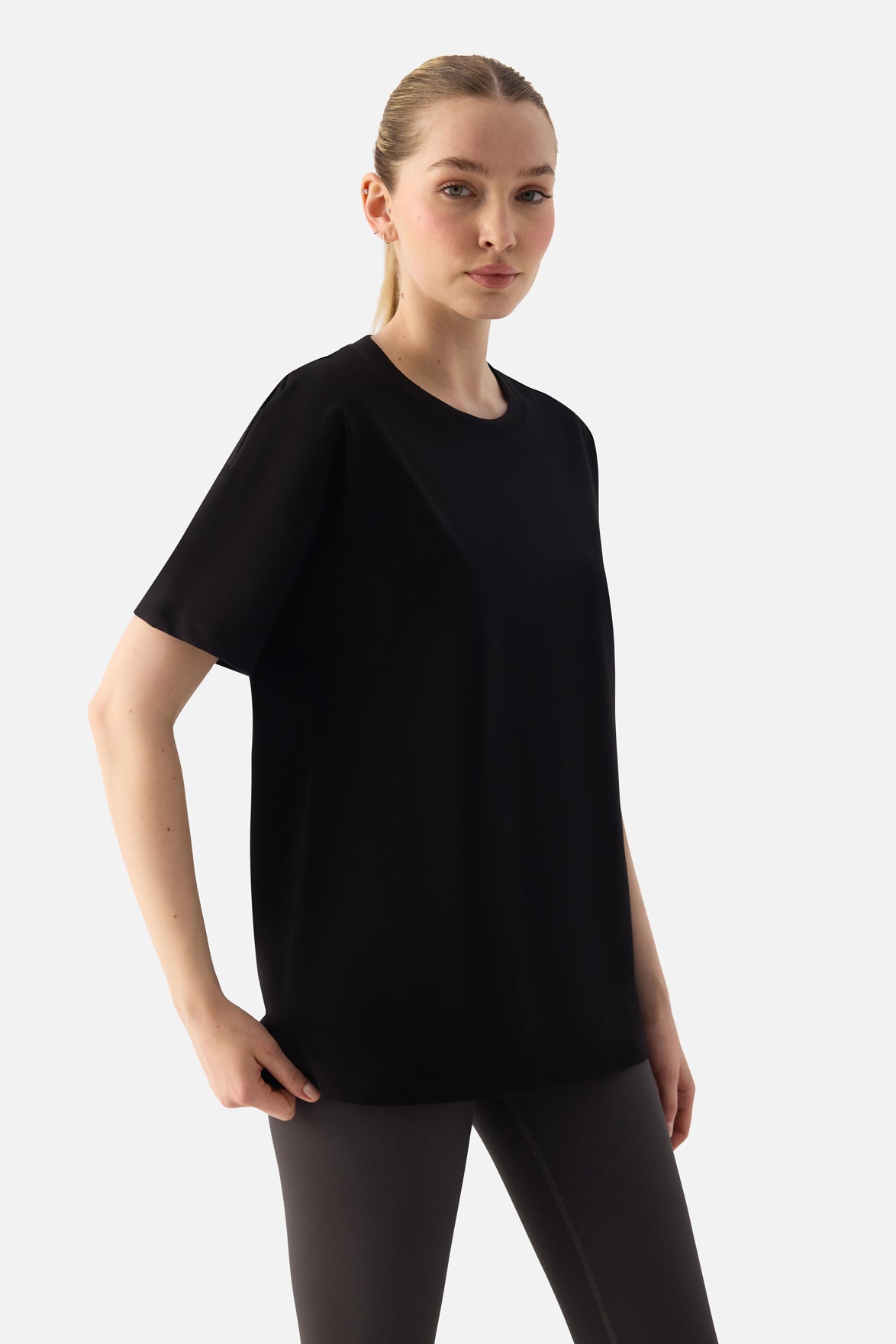 Elora Rahat Kalıp Oversize Siyah Tişört - 6