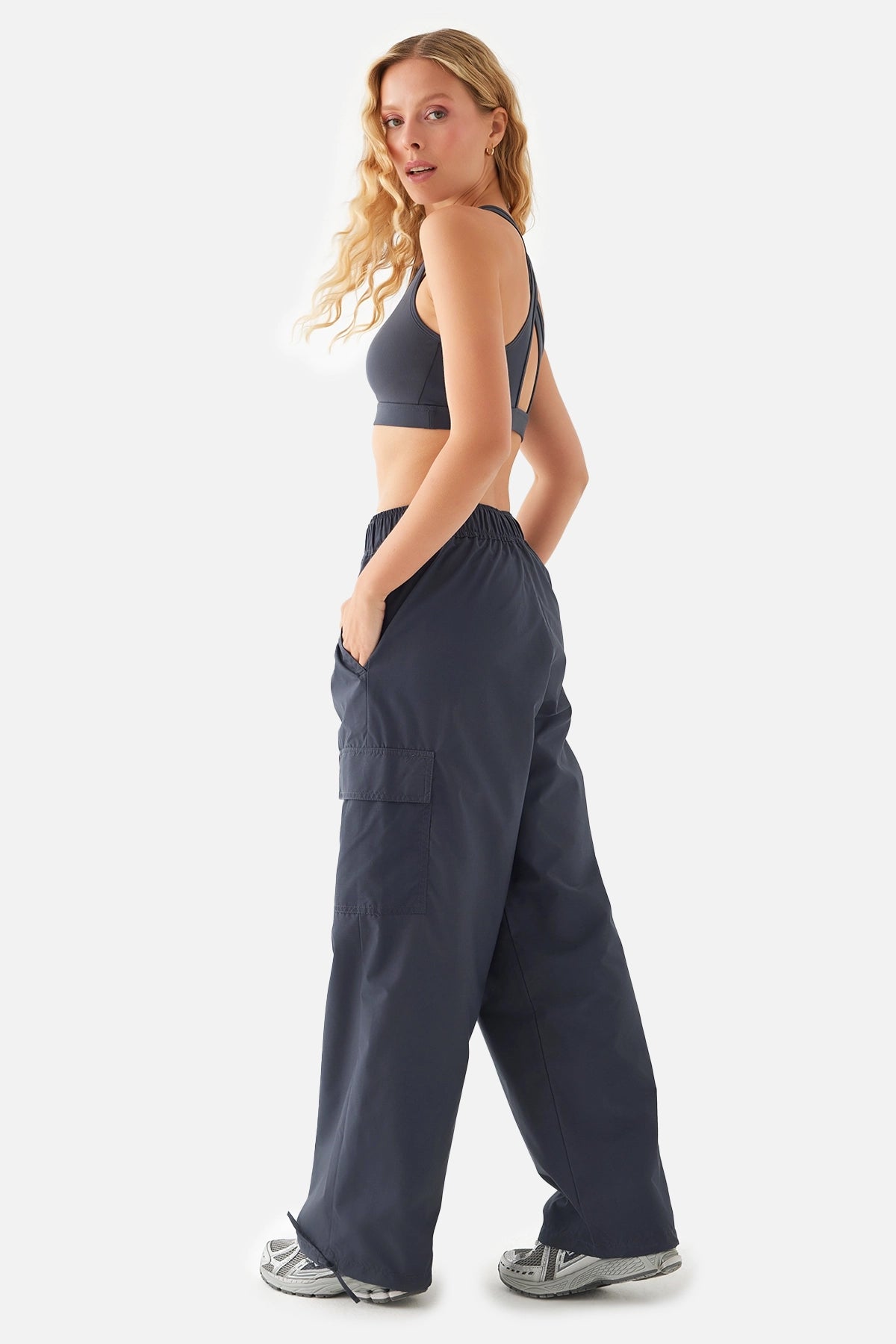 Emma Voyager Wide-Leg Füme Paraşüt Pantolon - 5