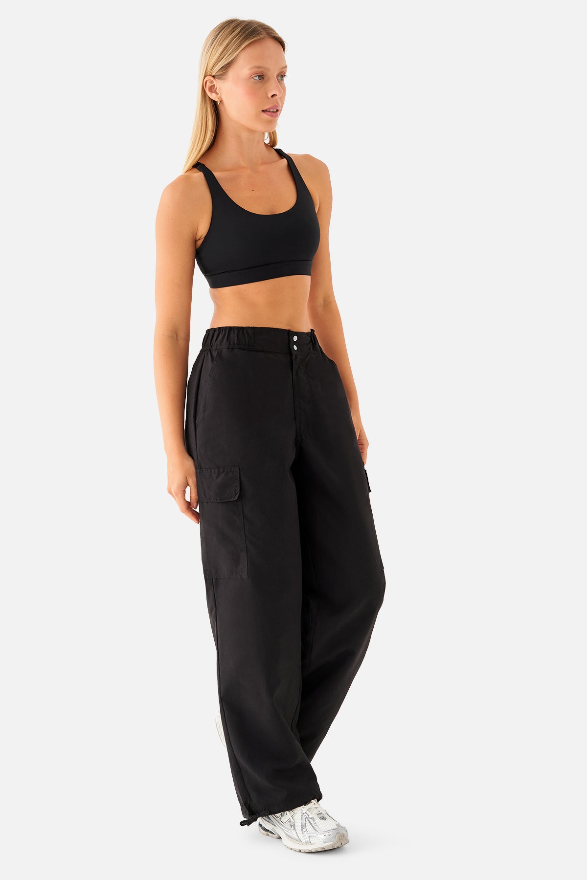 Emma Voyager Wide-Leg Siyah Paraşüt Pantolon - 3