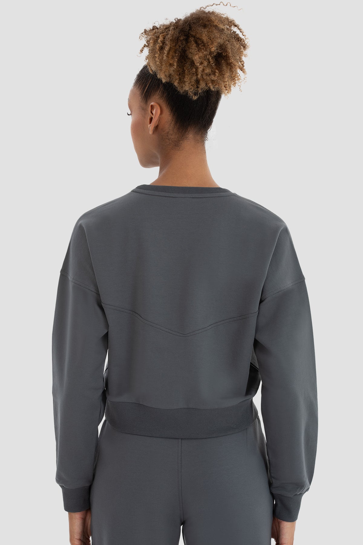 Ena Oversize Füme Crop Sweatshirt - 4