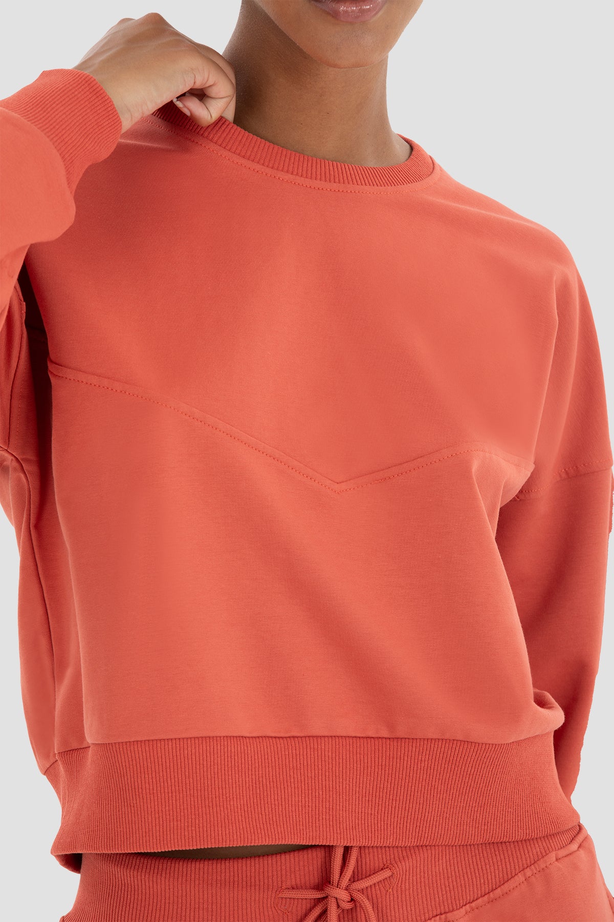 Ena Oversize Kiremit Crop Sweatshirt - 3