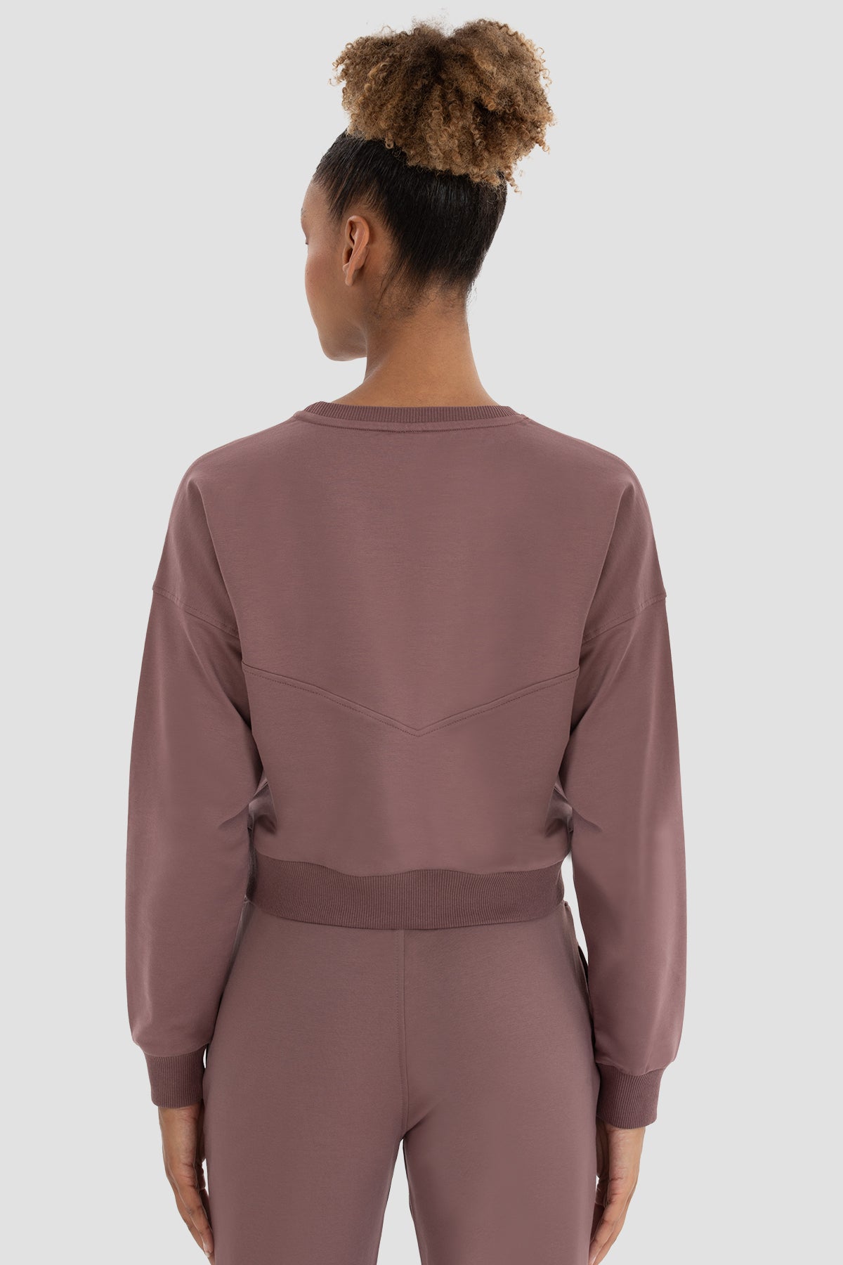 Ena Oversize Koyu Gül Crop Sweatshirt - 5