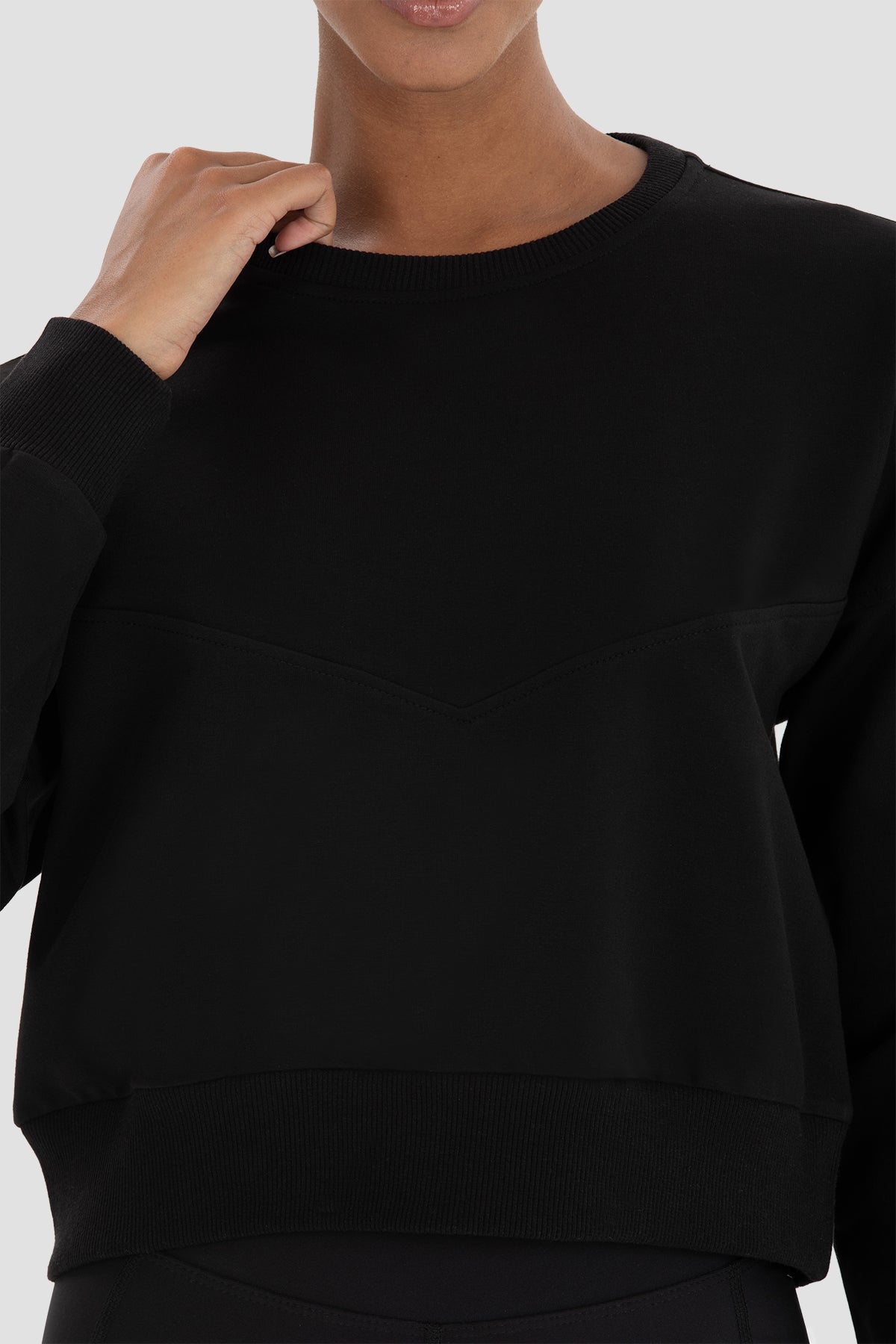 Ena Oversize Siyah Crop Sweatshirt - 4