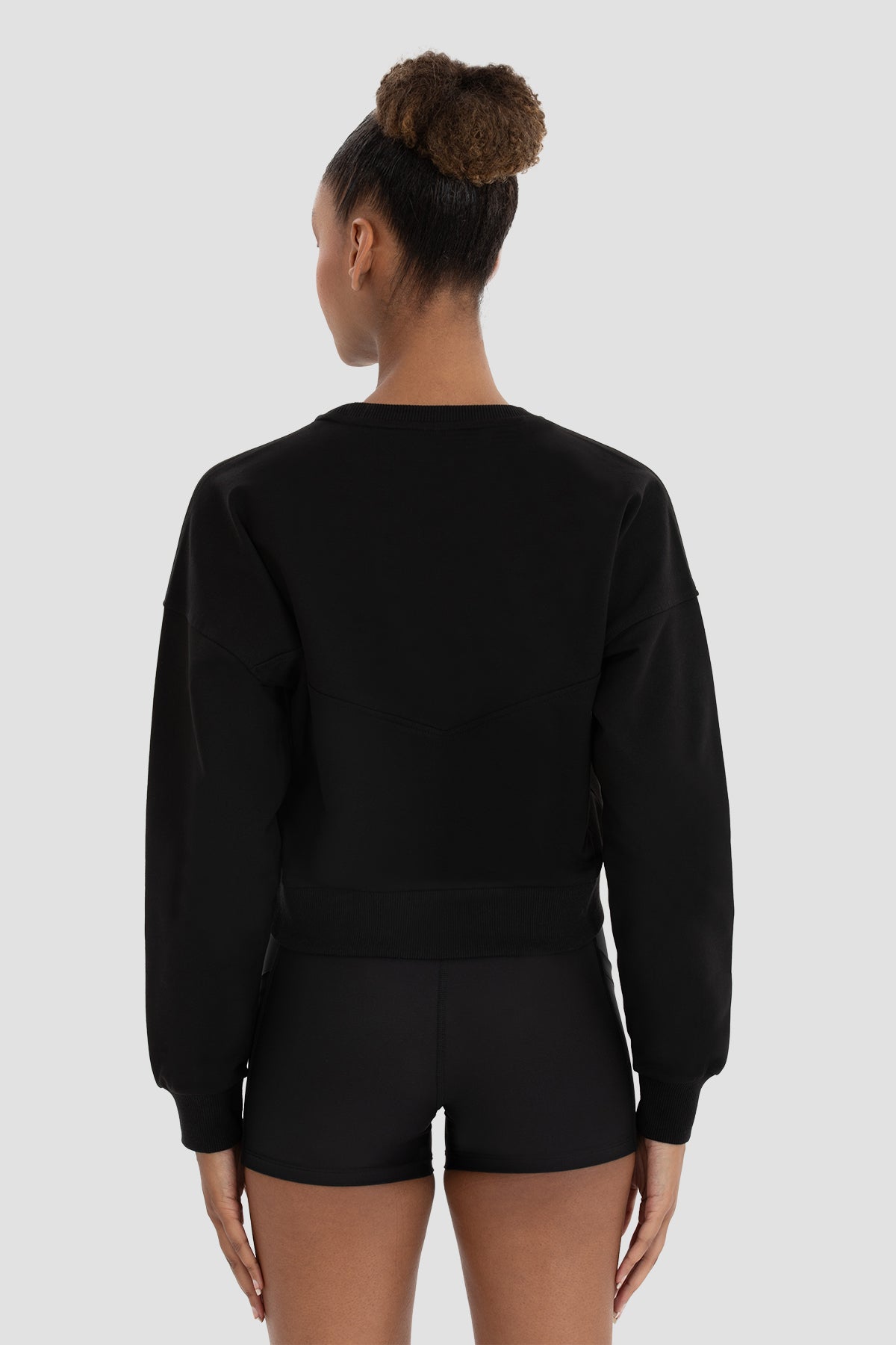 Ena Oversize Siyah Crop Sweatshirt - 5