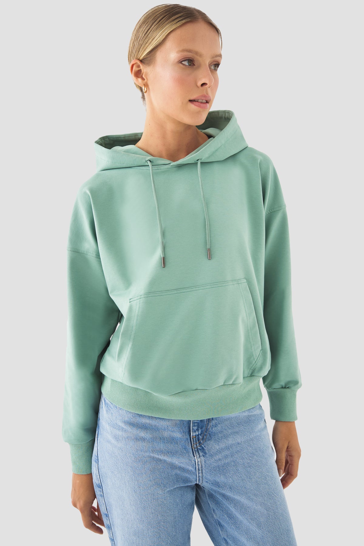 Fiona Oversize Cepli Açık Yeşil Hoodie - 4