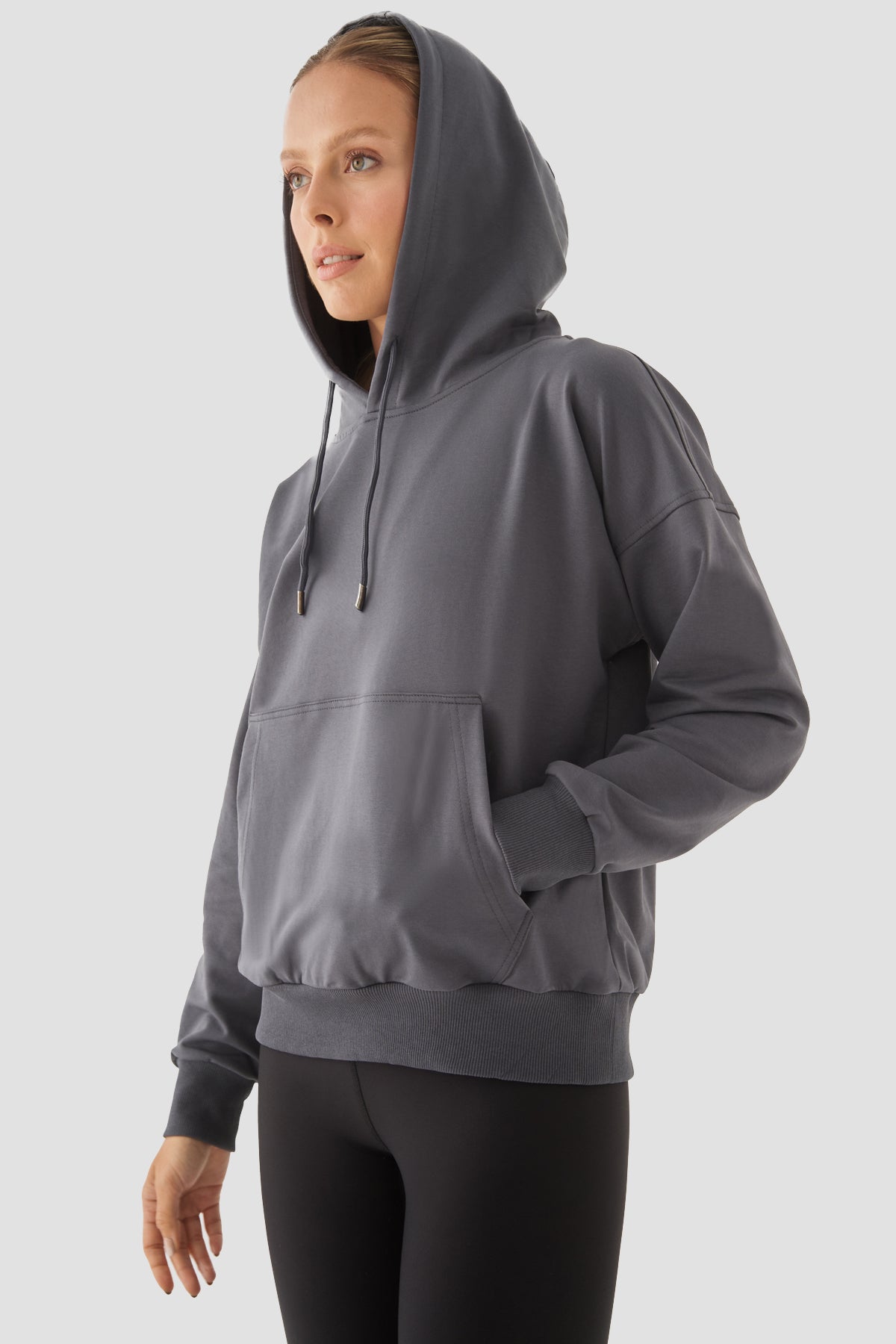 Fiona Oversize Cepli Füme Hoodie - 3