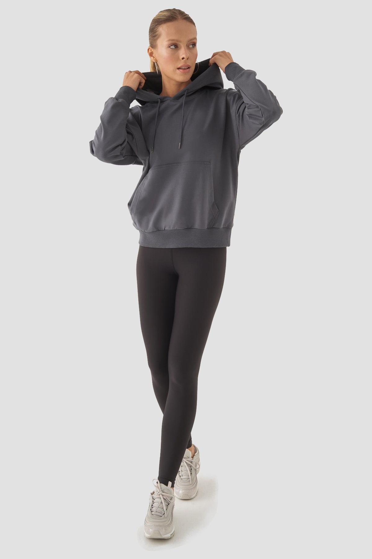 Fiona Oversize Cepli Füme Hoodie - 5