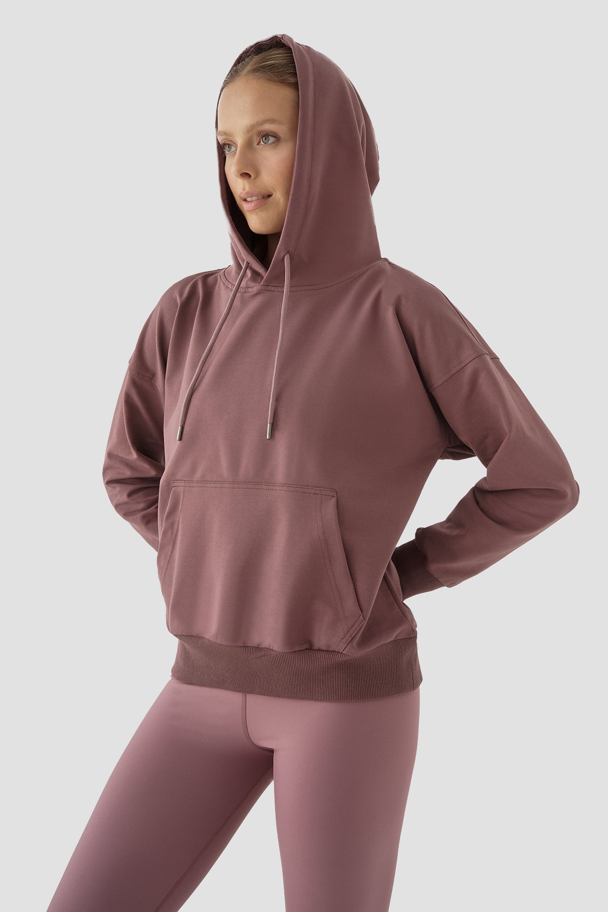 Fiona Oversize Cepli Koyu Gül Hoodie - 3