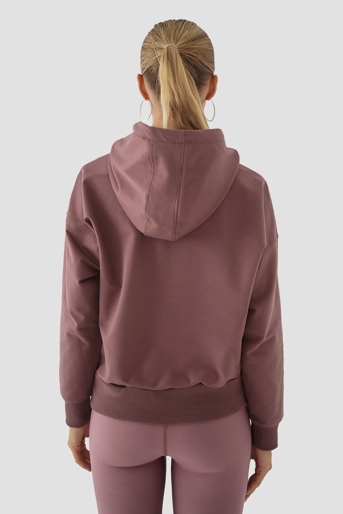 Fiona Oversize Cepli Koyu Gül Hoodie - 4