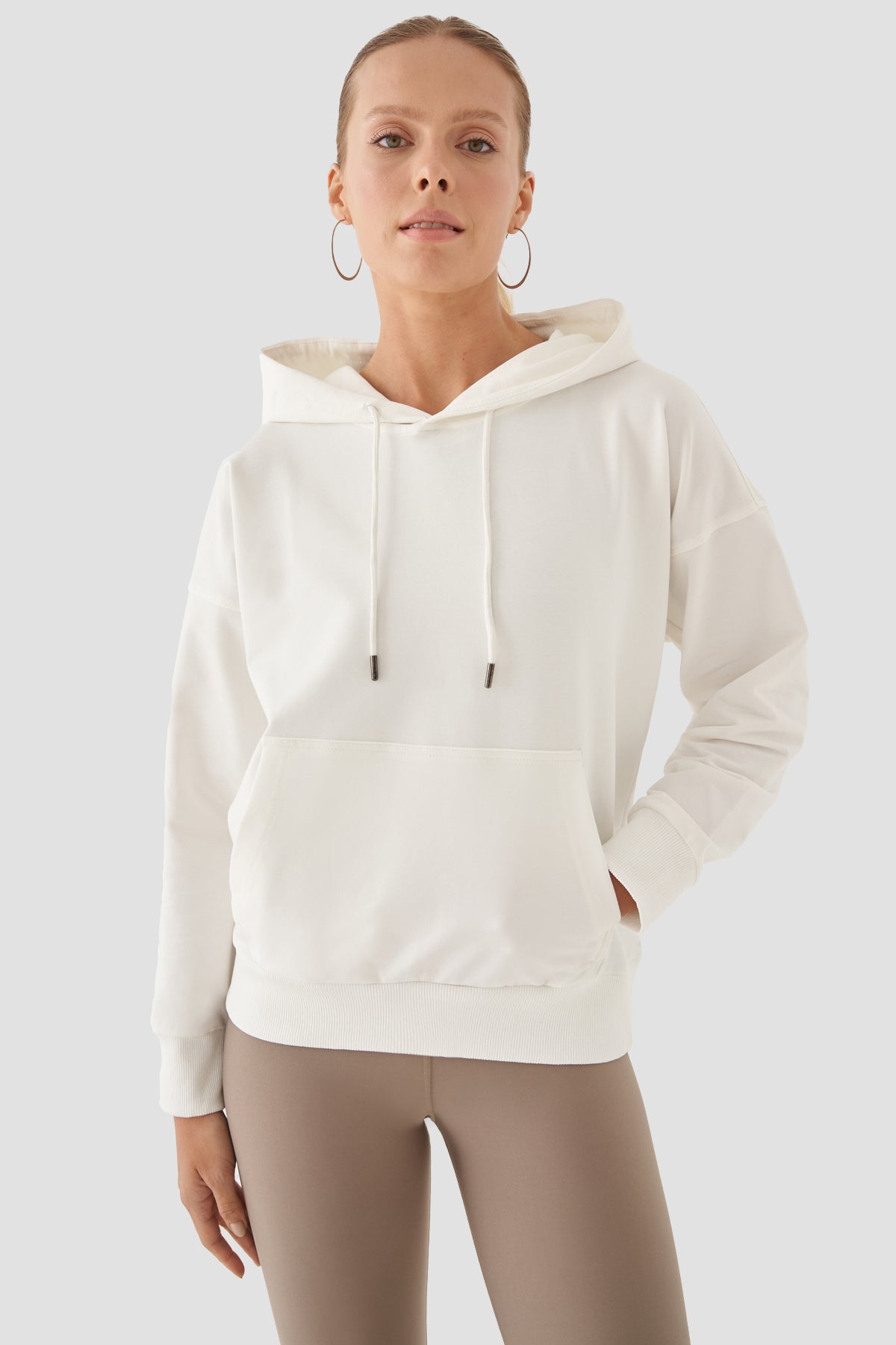 Fiona Oversize Cepli Krem Hoodie - 3