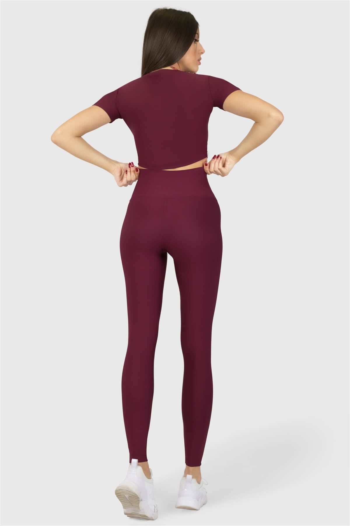 Kısa Kol Spor Vişne Crop Top - 7