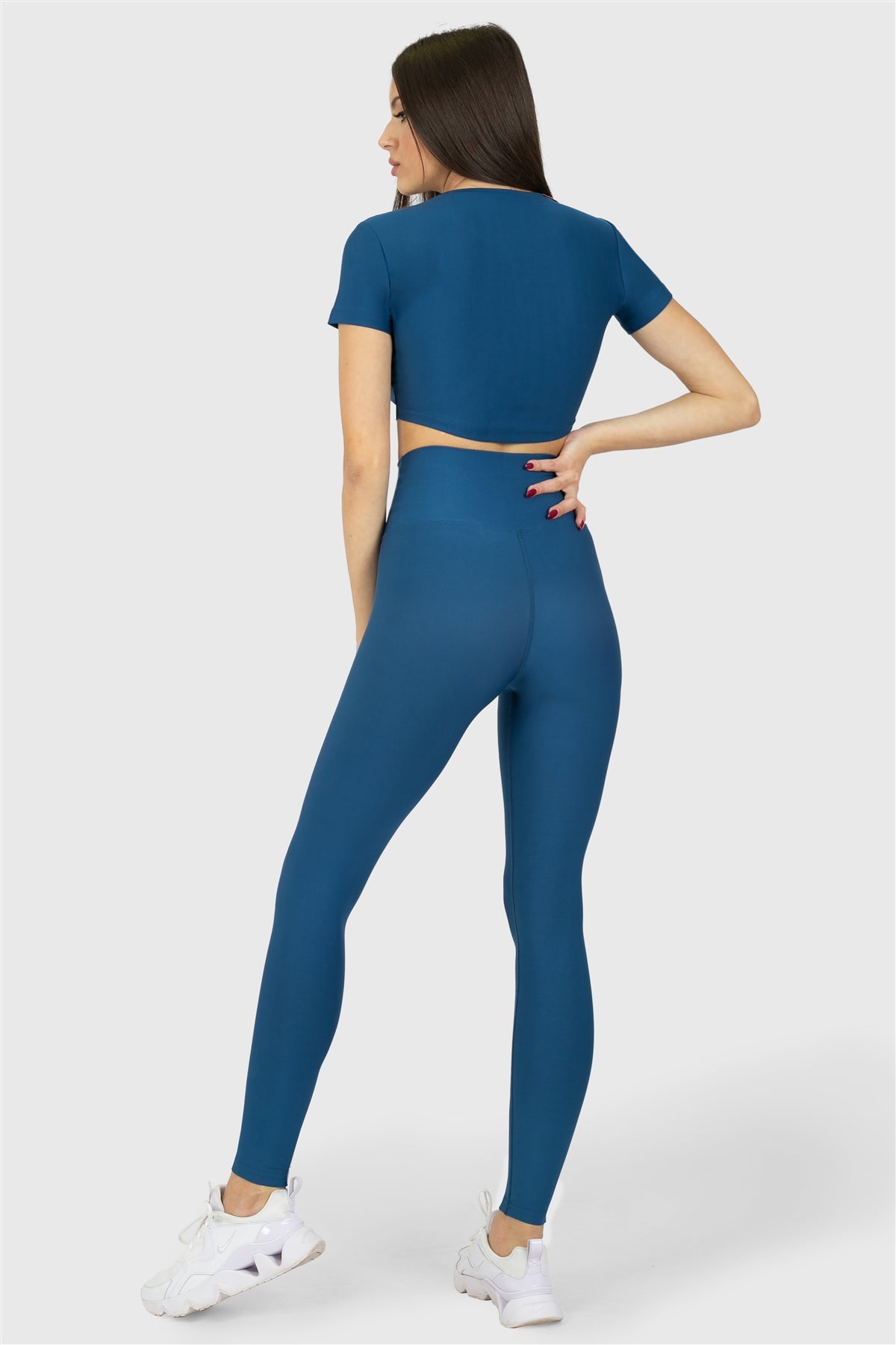 Kısa Kol Spor Petrol Crop Top - 7